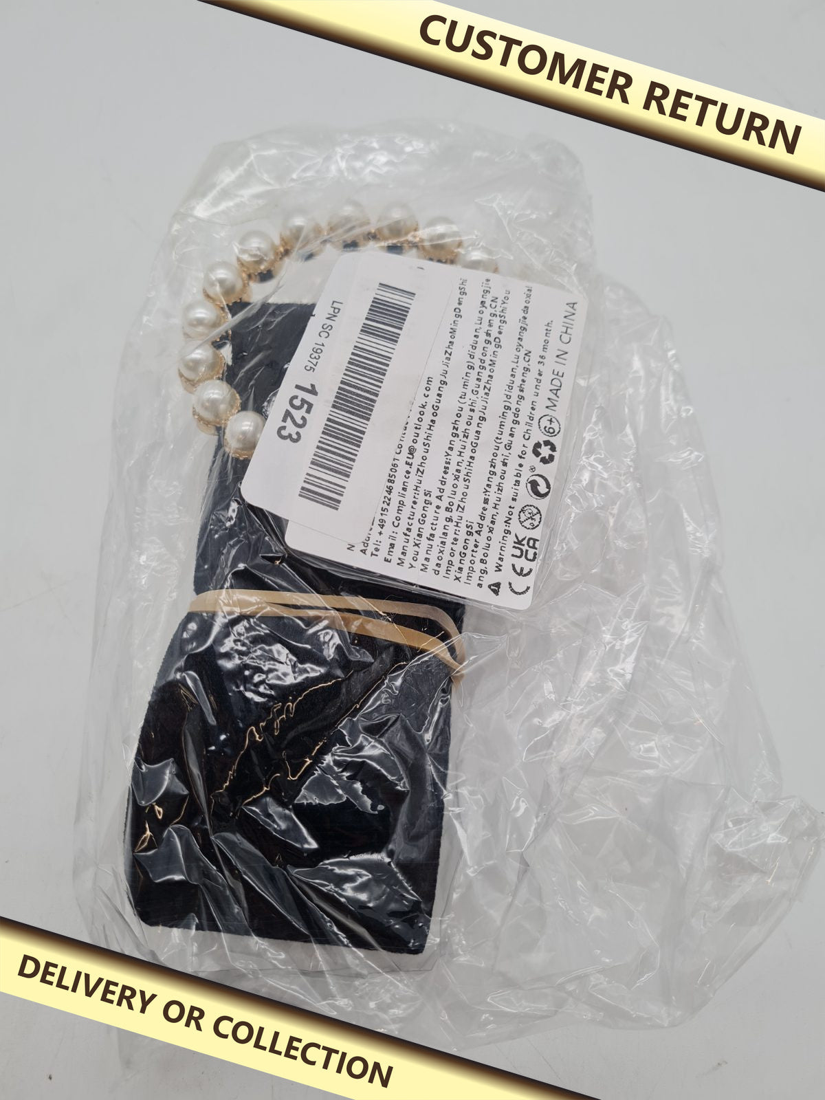 Women's Pearl-Effect Circular Buckle Waist Belt — photograph 1 — Customer return; auction delivery information shown on image