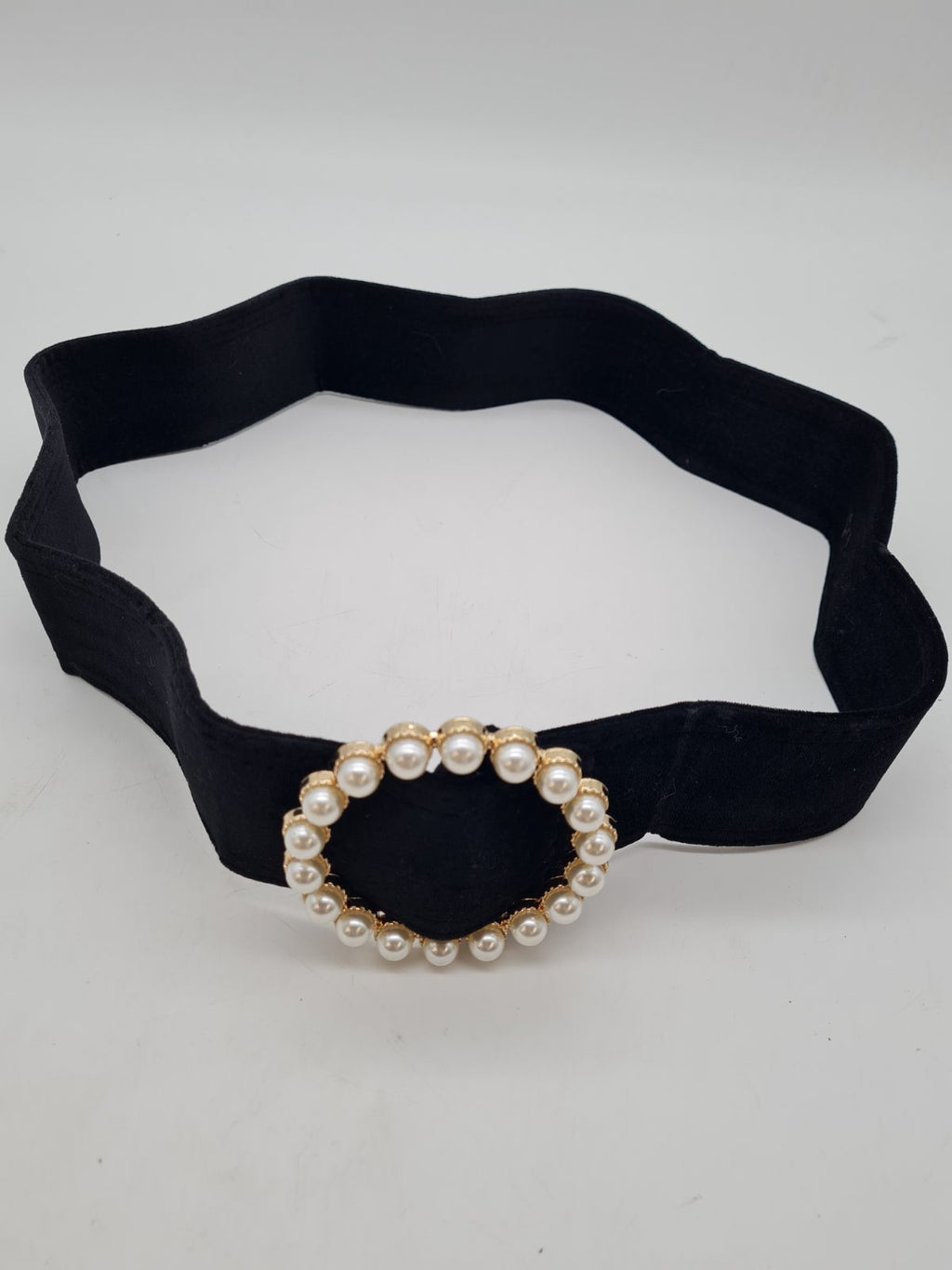 Women's Pearl-Effect Circular Buckle Waist Belt — photograph 3
