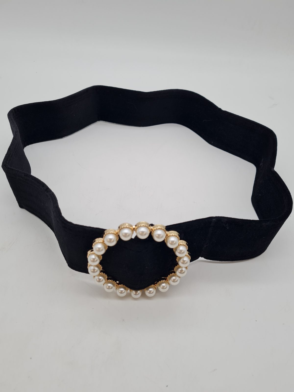 Women's Pearl-Effect Circular Buckle Waist Belt — photograph 3