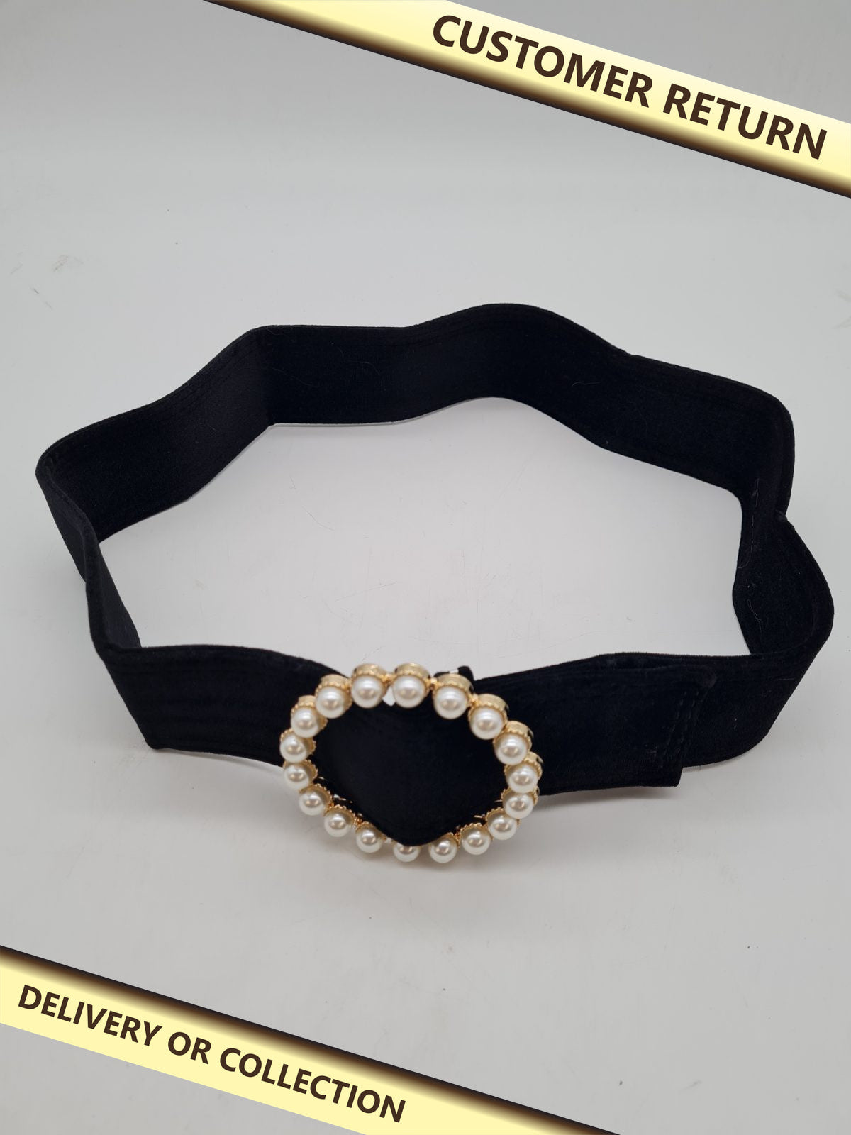 Women's Pearl-Effect Circular Buckle Waist Belt — photograph 1 — Customer return; auction delivery information shown on image