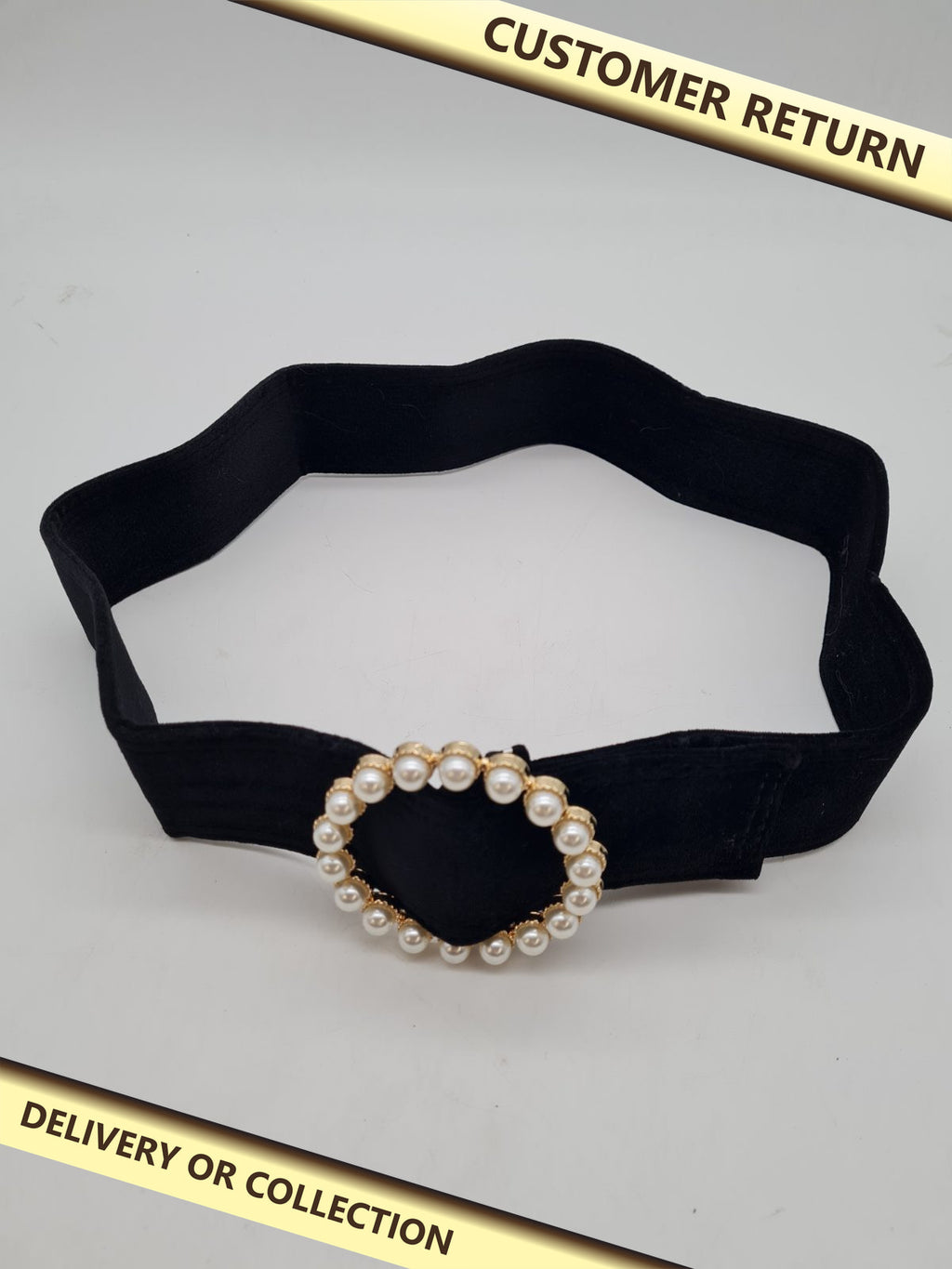 Women's Pearl-Effect Circular Buckle Waist Belt — photograph 1 — Customer return; auction delivery information shown on image