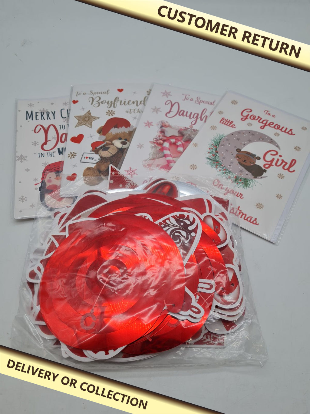 Christmas bundle â€” photograph 1 — Customer return; auction delivery information shown on image
