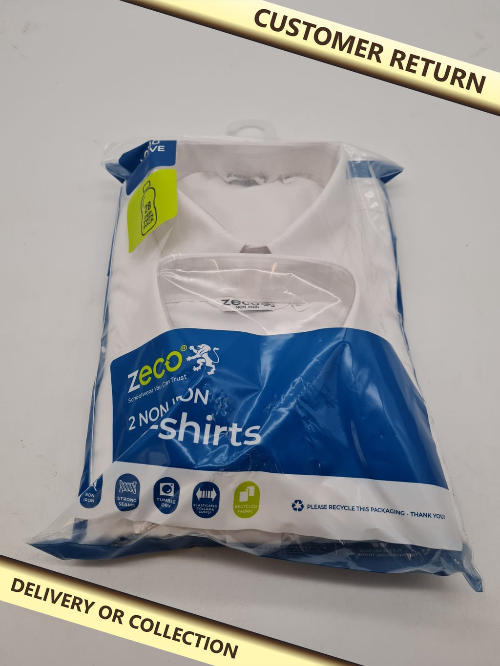 Zeco Long Sleeve School Shirts, 17in Collar, Pack of 2 — photograph 1 — Customer return; auction delivery information shown on image