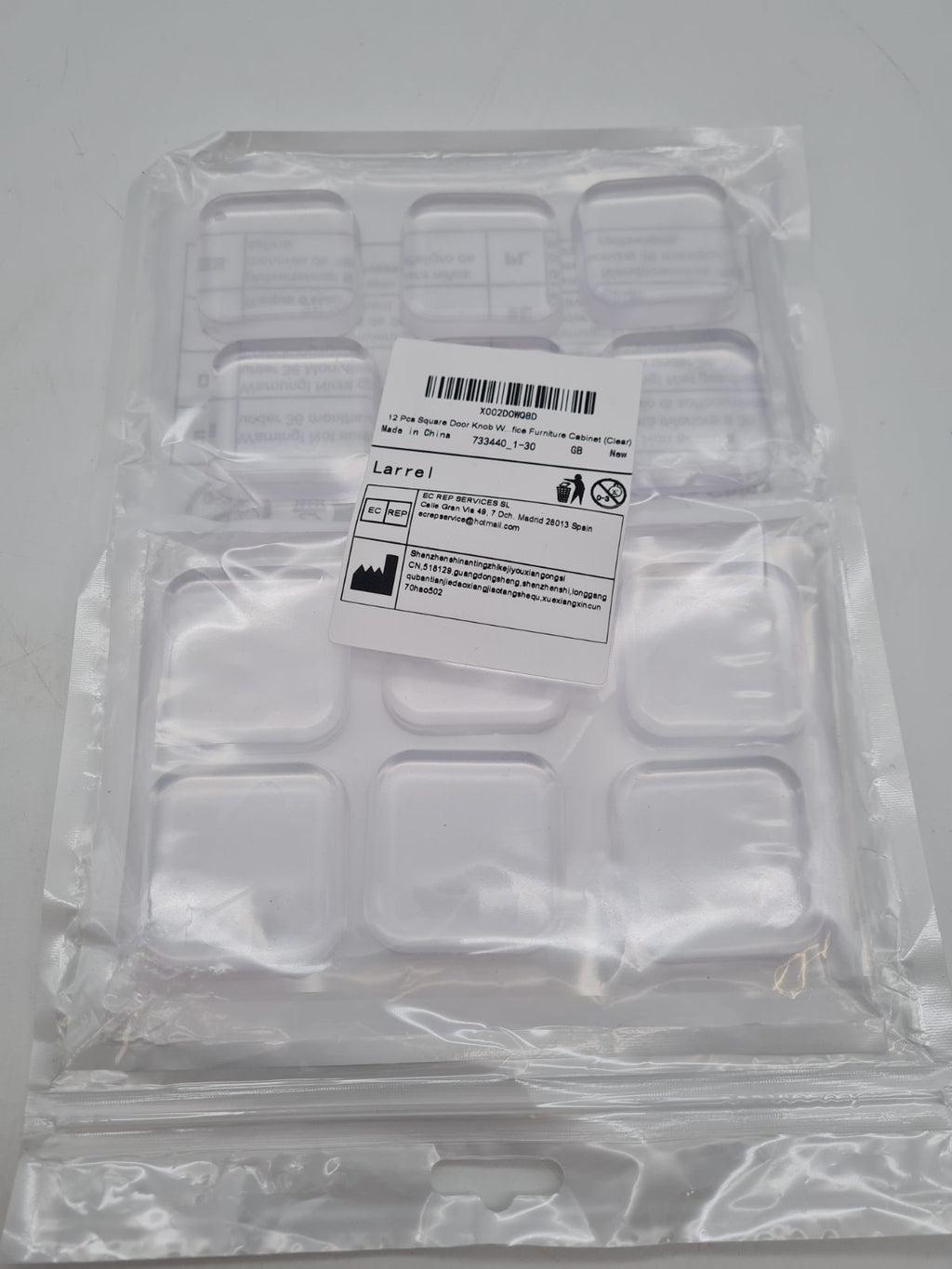 Clear Square Self-Adhesive Cabinet Door Knob Set — photograph 2