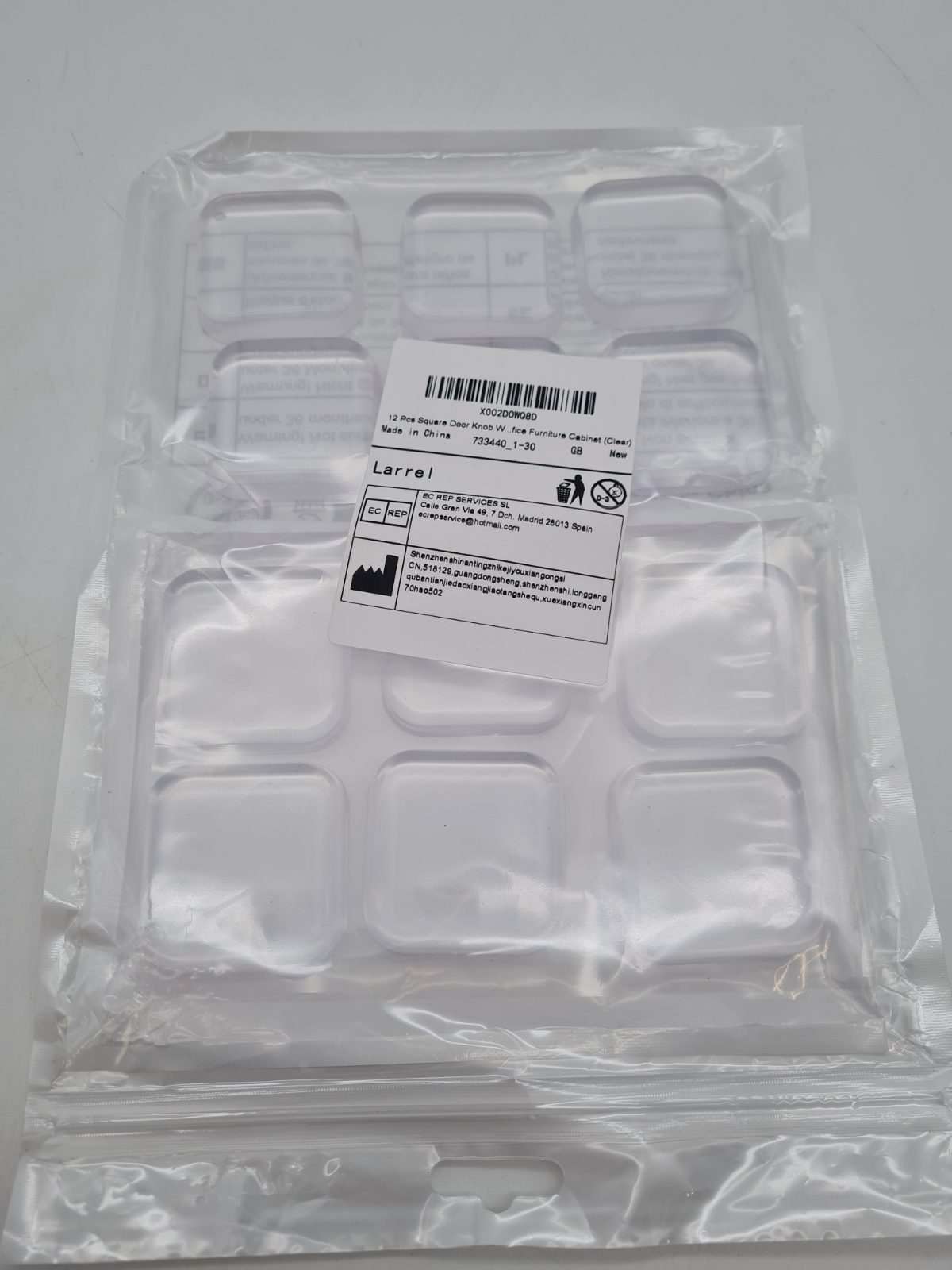 Clear Square Self-Adhesive Cabinet Door Knob Set — photograph 2