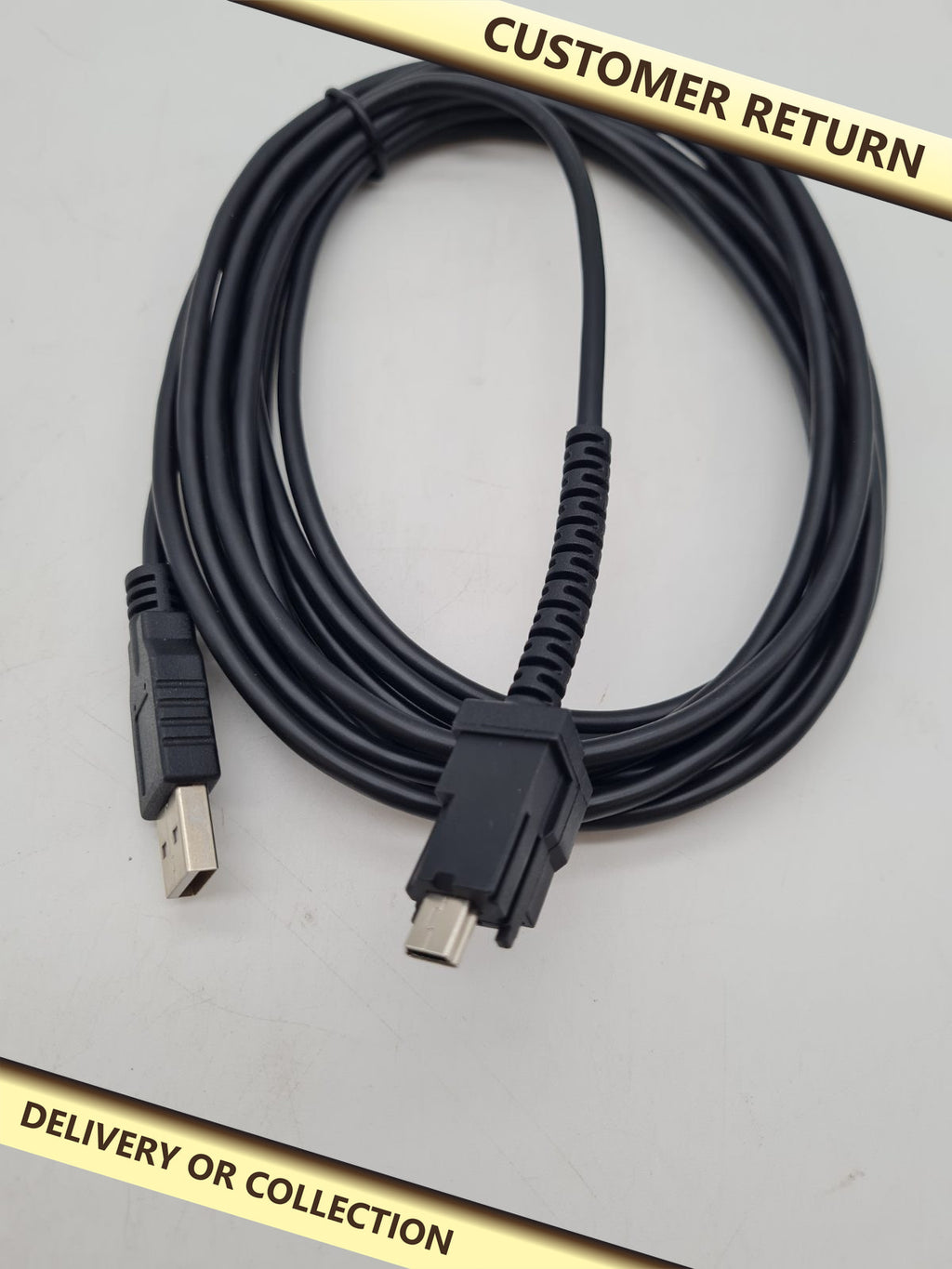 USB-A to USB-B Printer Cable with Shrouded Connector â€” photograph 1 — Customer return; auction delivery information shown on image