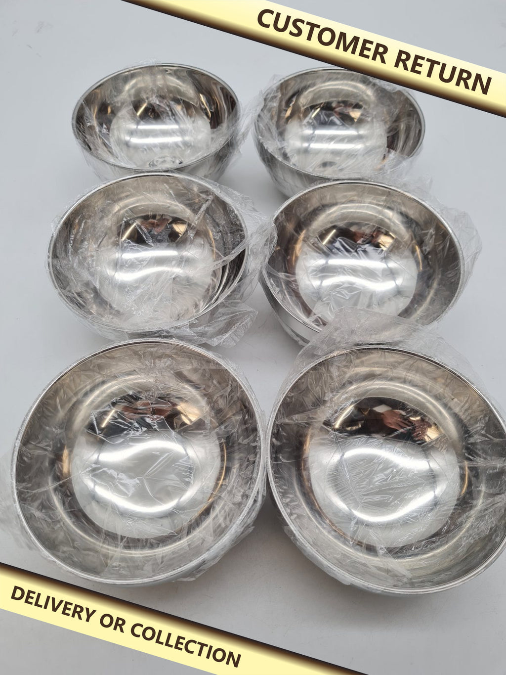 Set of 6 Stainless Steel Bowls ZHBJ-13 â€” photograph 1 — Customer return; auction delivery information shown on image
