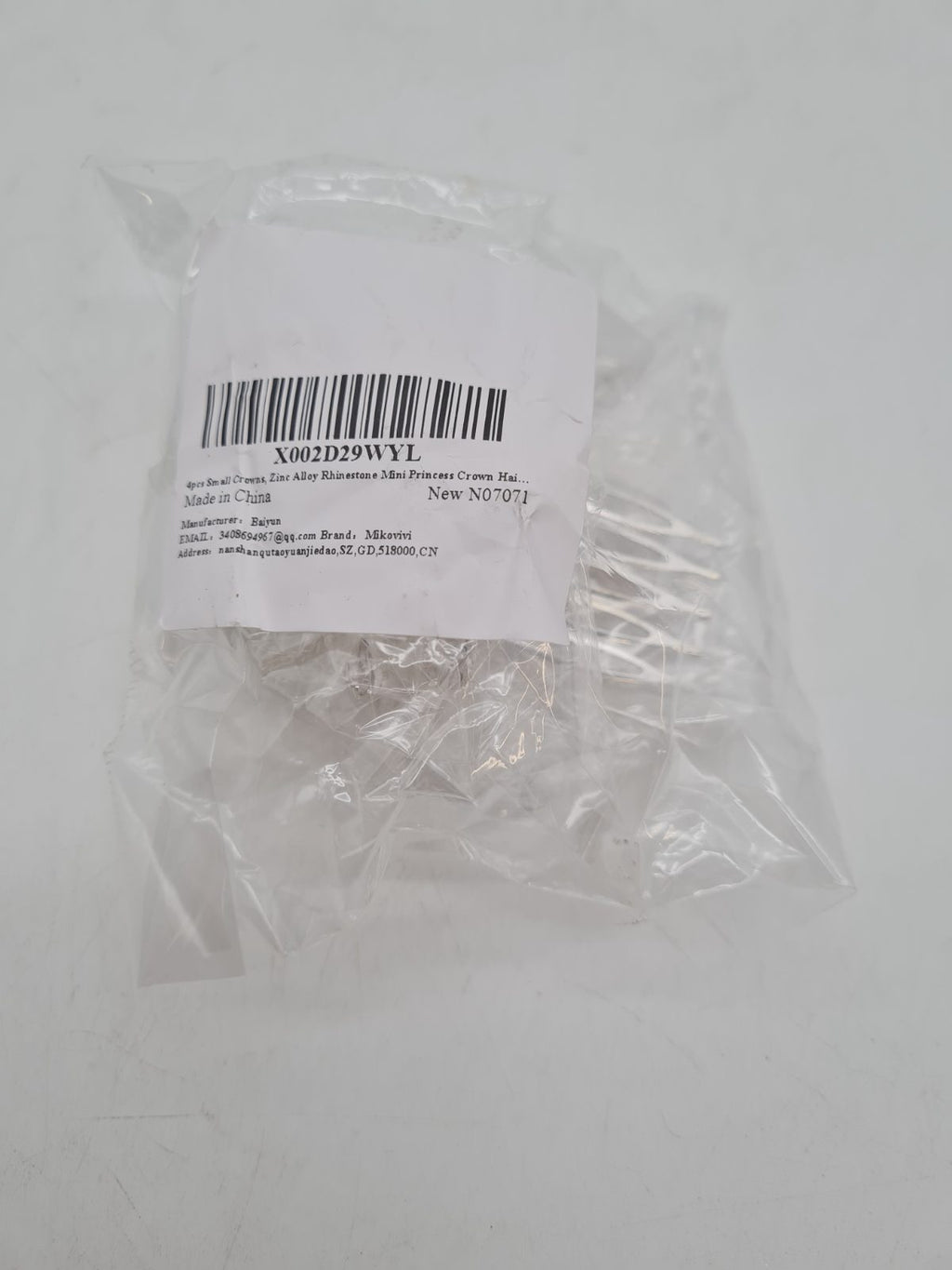 Set of 4 Mini Rhinestone Crown Hair Combs N07071 â€” photograph 3