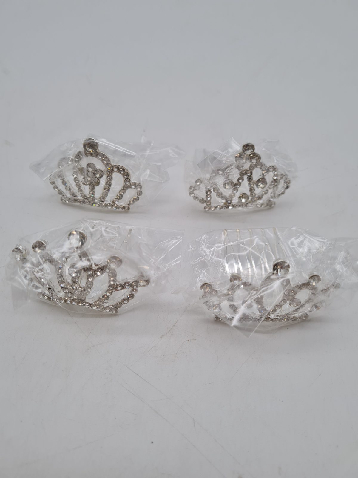 Set of 4 Mini Rhinestone Crown Hair Combs N07071 — photograph 1