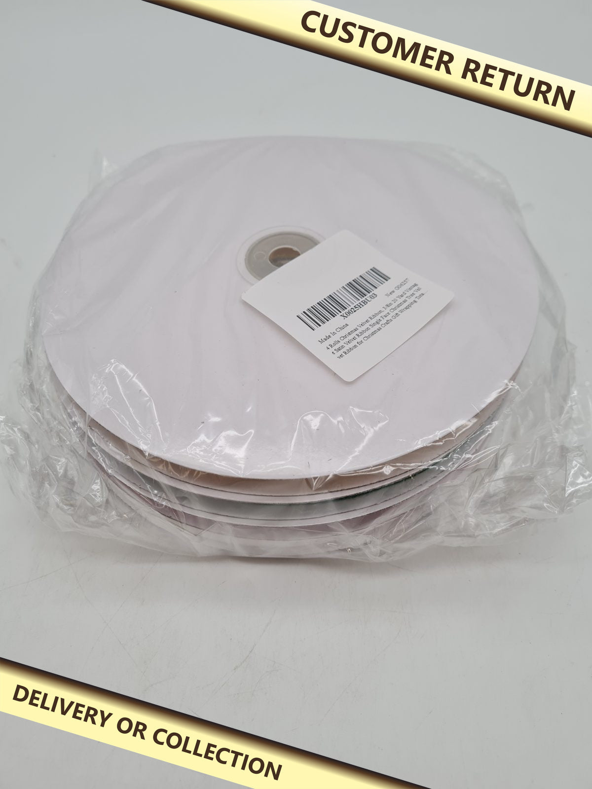 Assorted Velvet Craft Ribbon Rolls — photograph 1 — Customer return; auction delivery information shown on image