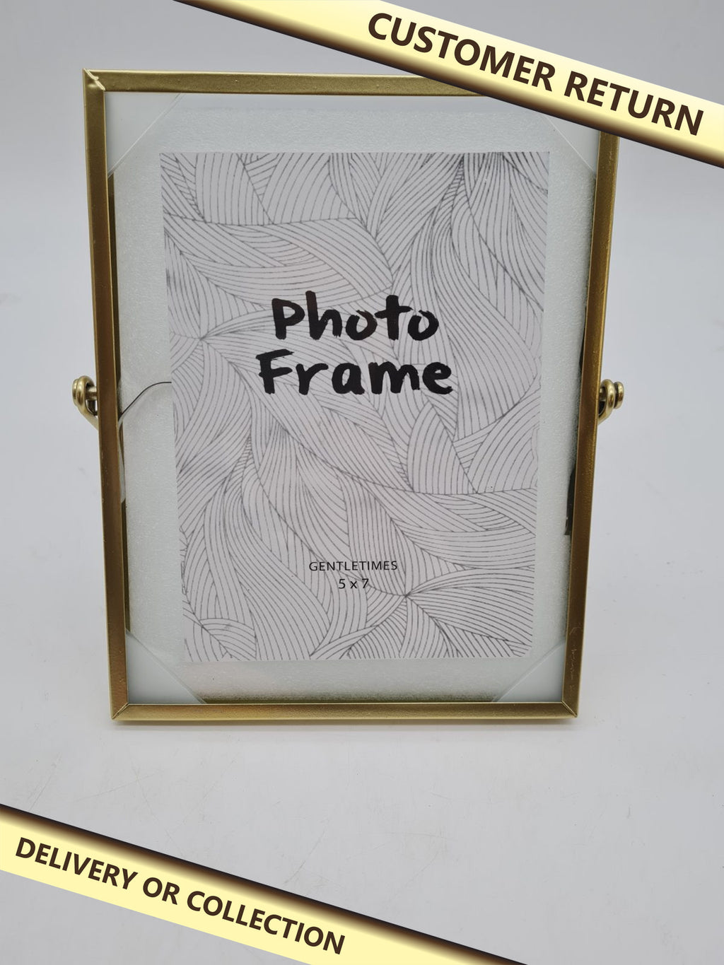 Gentletimes 5 x 7 freestanding photo frame â€” photograph 1 — Customer return; auction delivery information shown on image