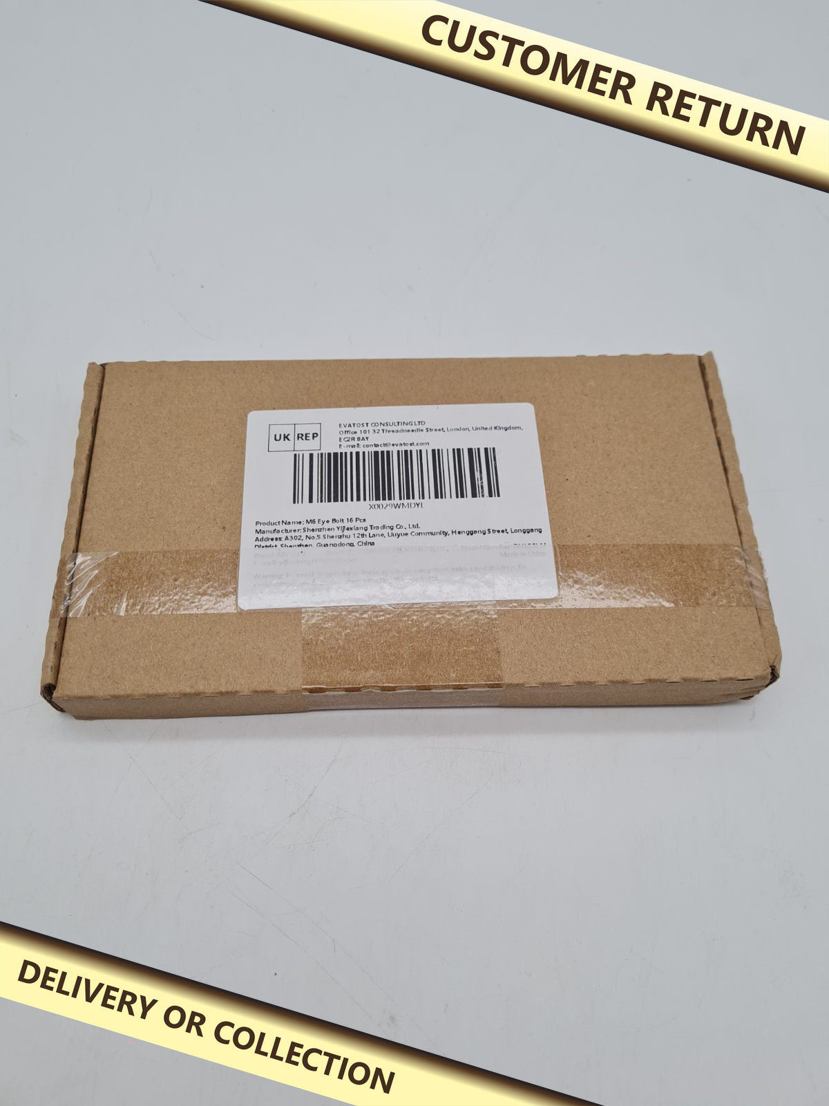 16 M6 Eye Bolts DHLS5L16 â€” photograph 1 — Customer return; auction delivery information shown on image