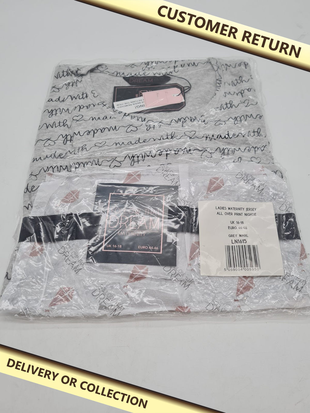Maternity jersey nightie  size 16-18 â€” photograph 1 — Customer return; auction delivery information shown on image