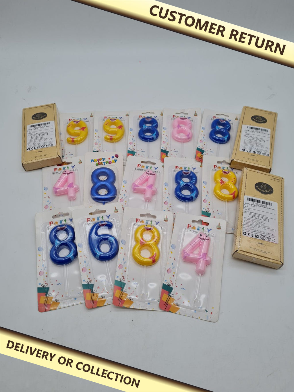 Mixed candle bundle â€” photograph 1 — Customer return; auction delivery information shown on image