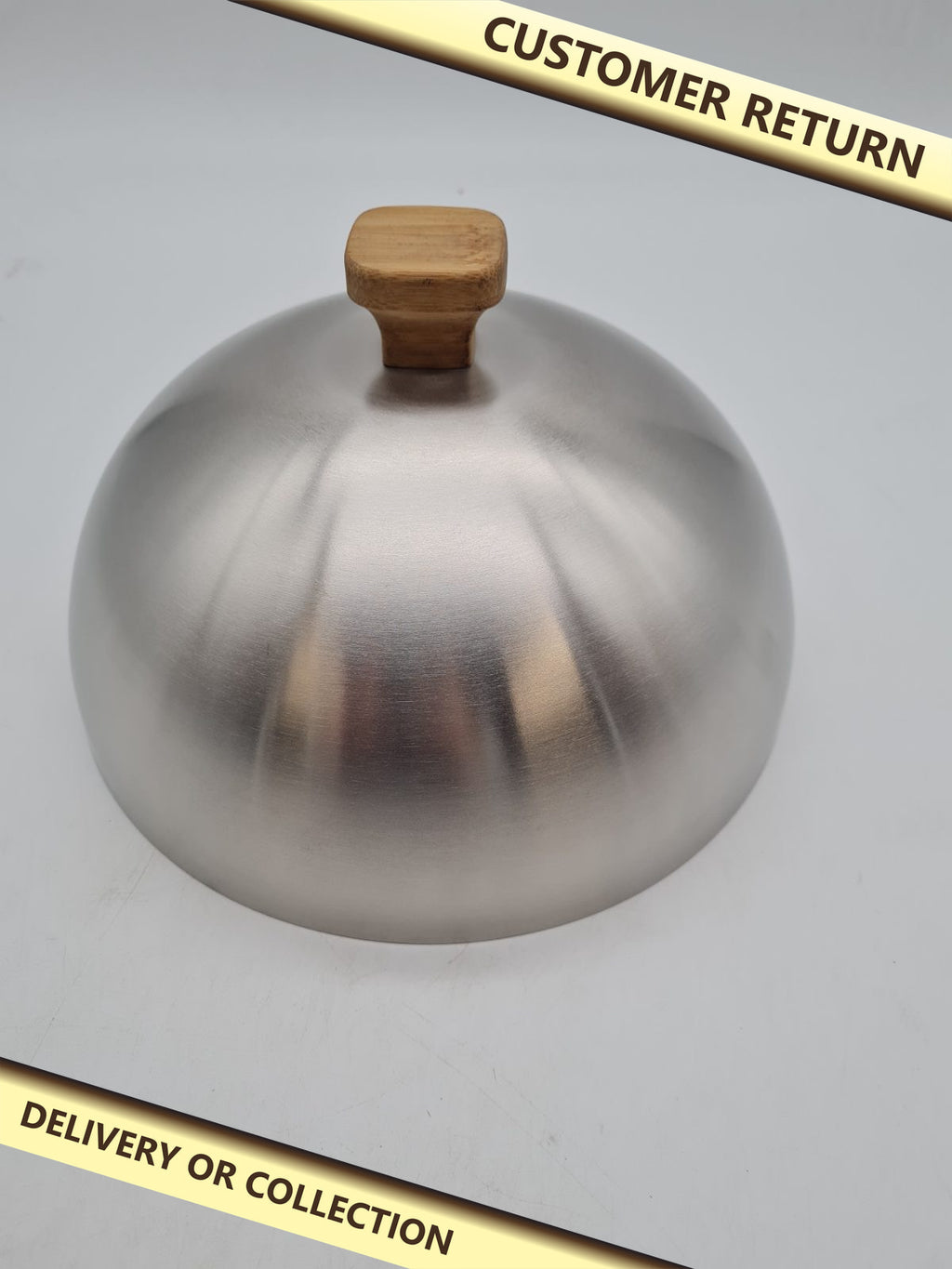 Domed Stainless-Steel Wok/Pan Lid — photograph 1 — Customer return; auction delivery information shown on image
