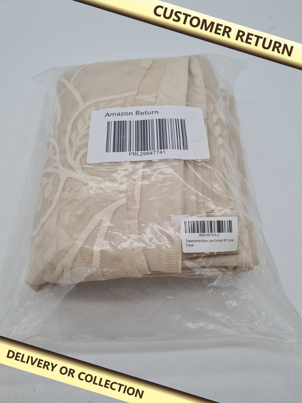 Rose Lace Curtain, 90in â€” photograph 1 — Customer return; auction delivery information shown on image