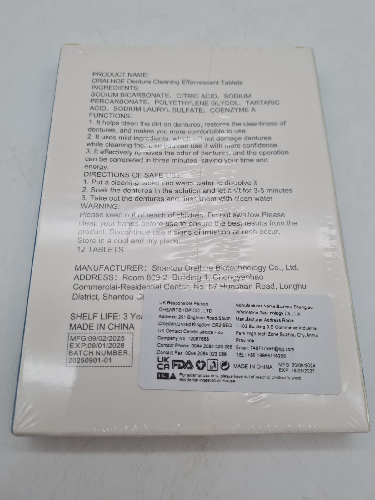 Denture Cleaning Effervescent Tablets – 12 Tablets â€” photograph 2