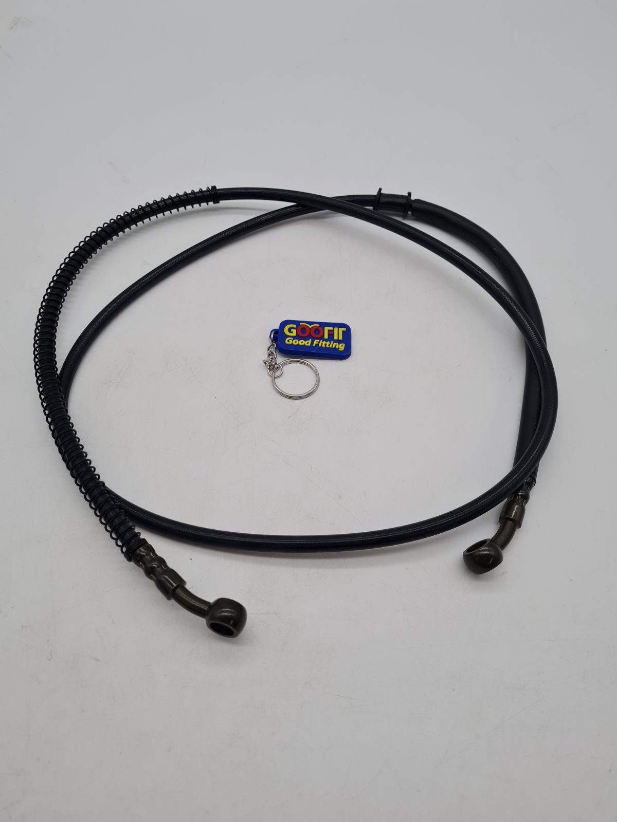Braided motorcycle brake hose assembly â€” photograph 1