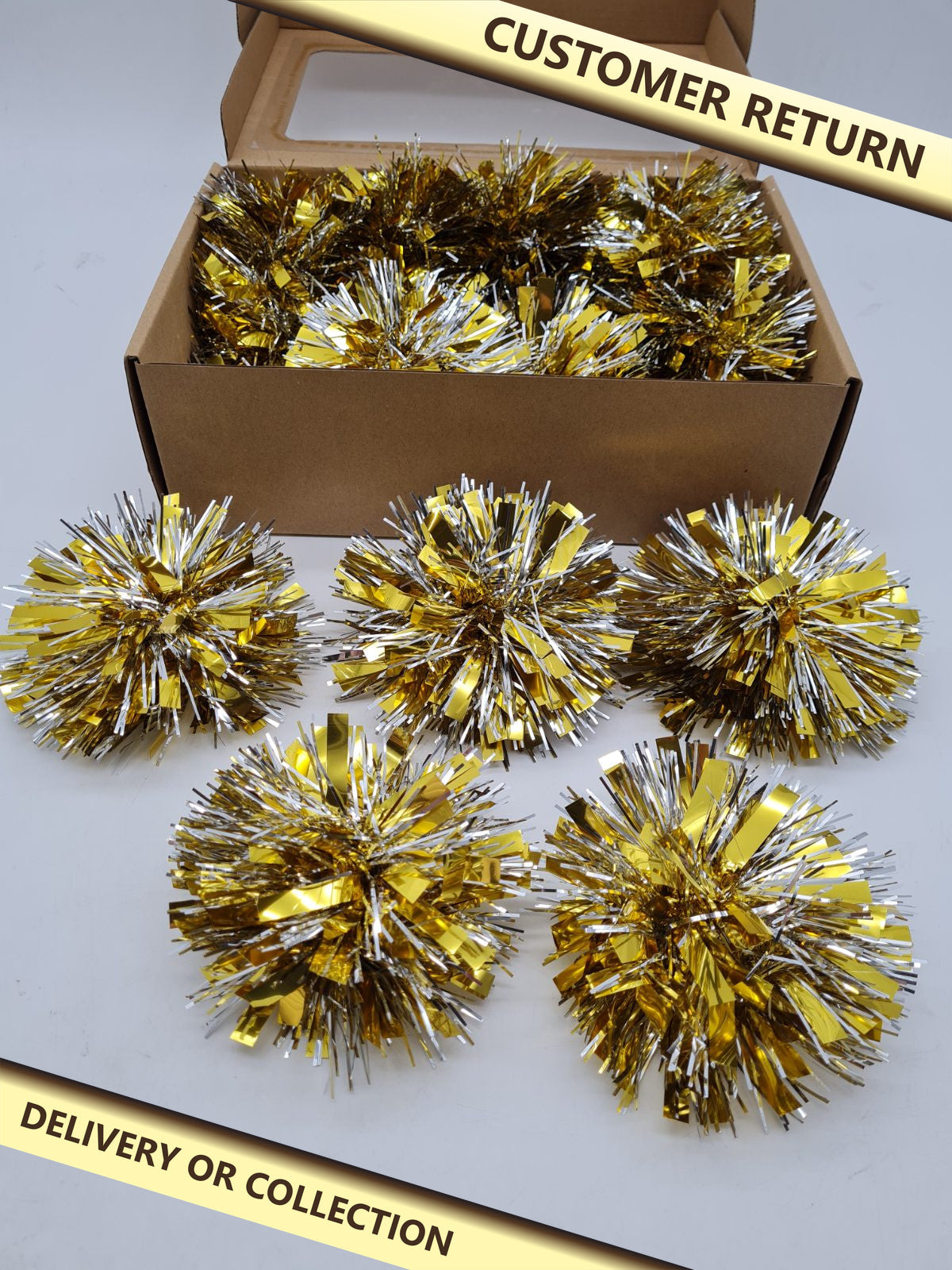 Christmas Tinsel Pom-Pom Craft Decorations â€” photograph 1 — Customer return; auction delivery information shown on image