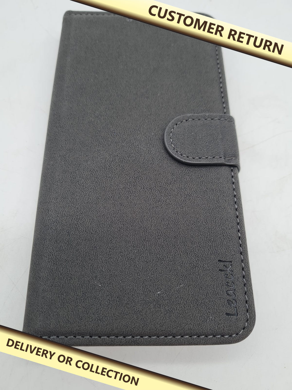 Leaccvi wallet-style mobile phone case — photograph 1 — Customer return; auction delivery information shown on image
