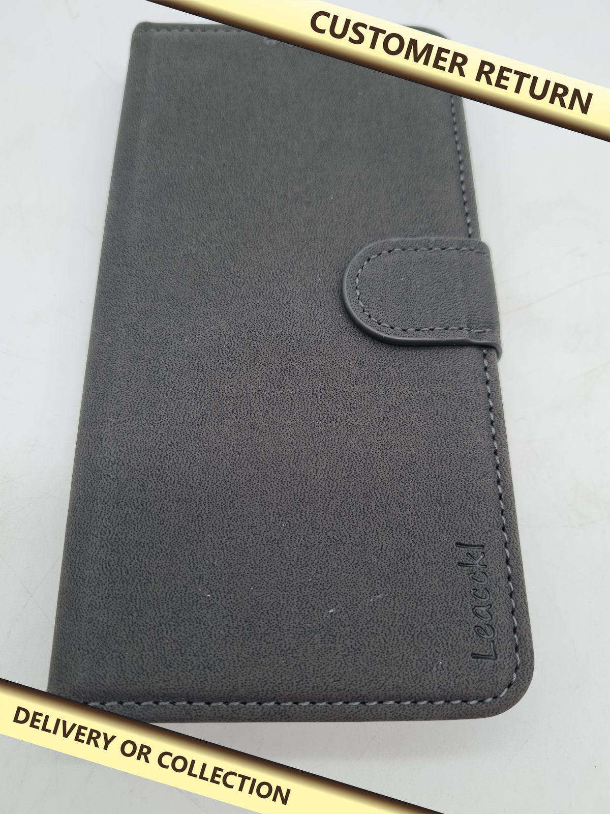 Leaccvi wallet-style mobile phone case — photograph 1 — Customer return; auction delivery information shown on image