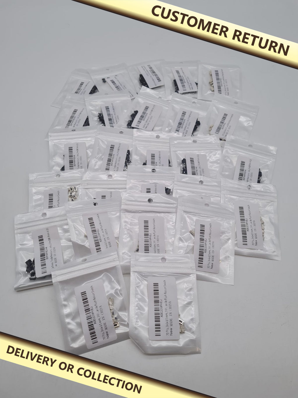 Push button 3x6x3.5 bundle â€” photograph 1 — Customer return; auction delivery information shown on image