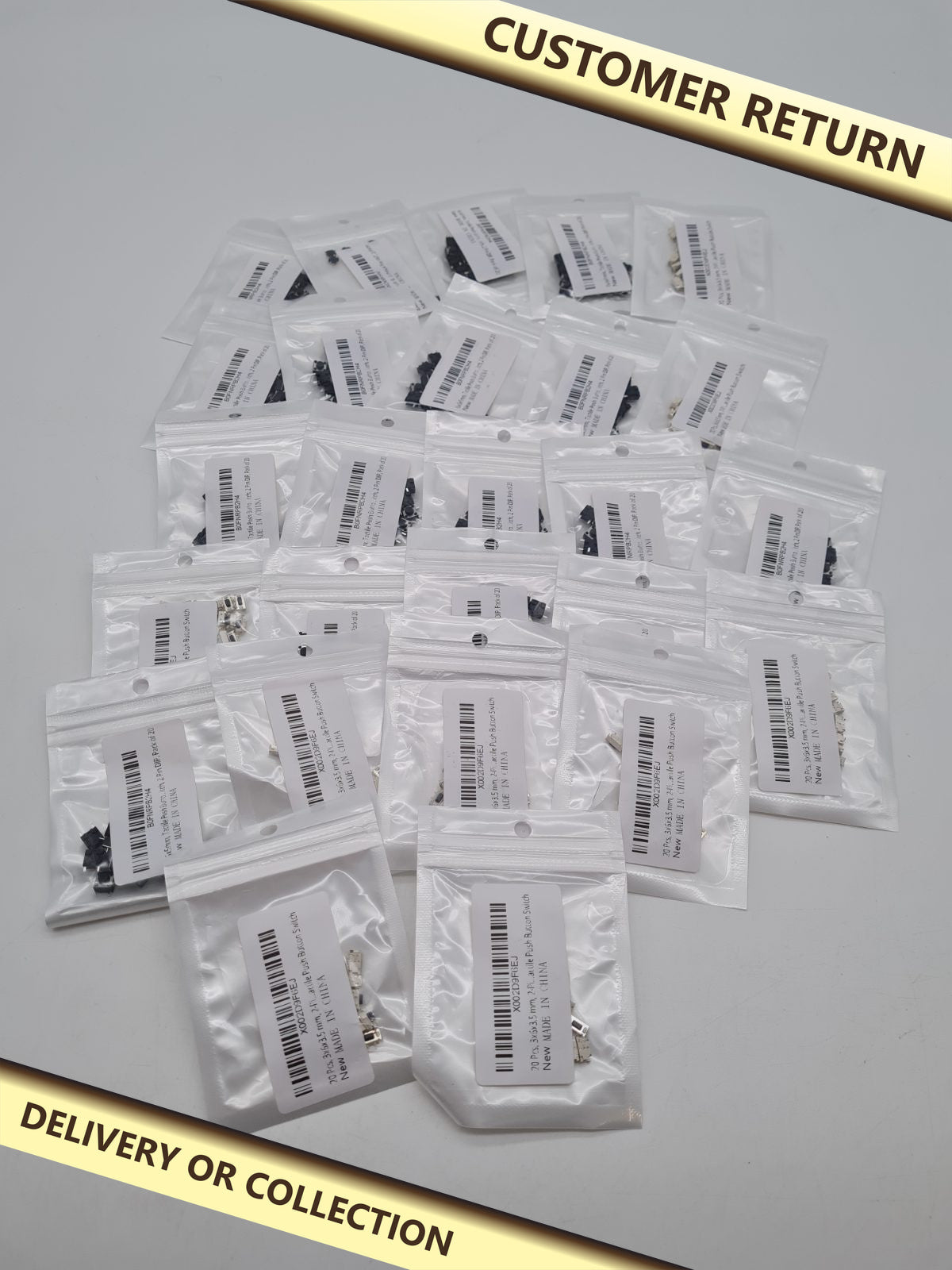 Push button 3x6x3.5 bundle — photograph 1 — Customer return; auction delivery information shown on image