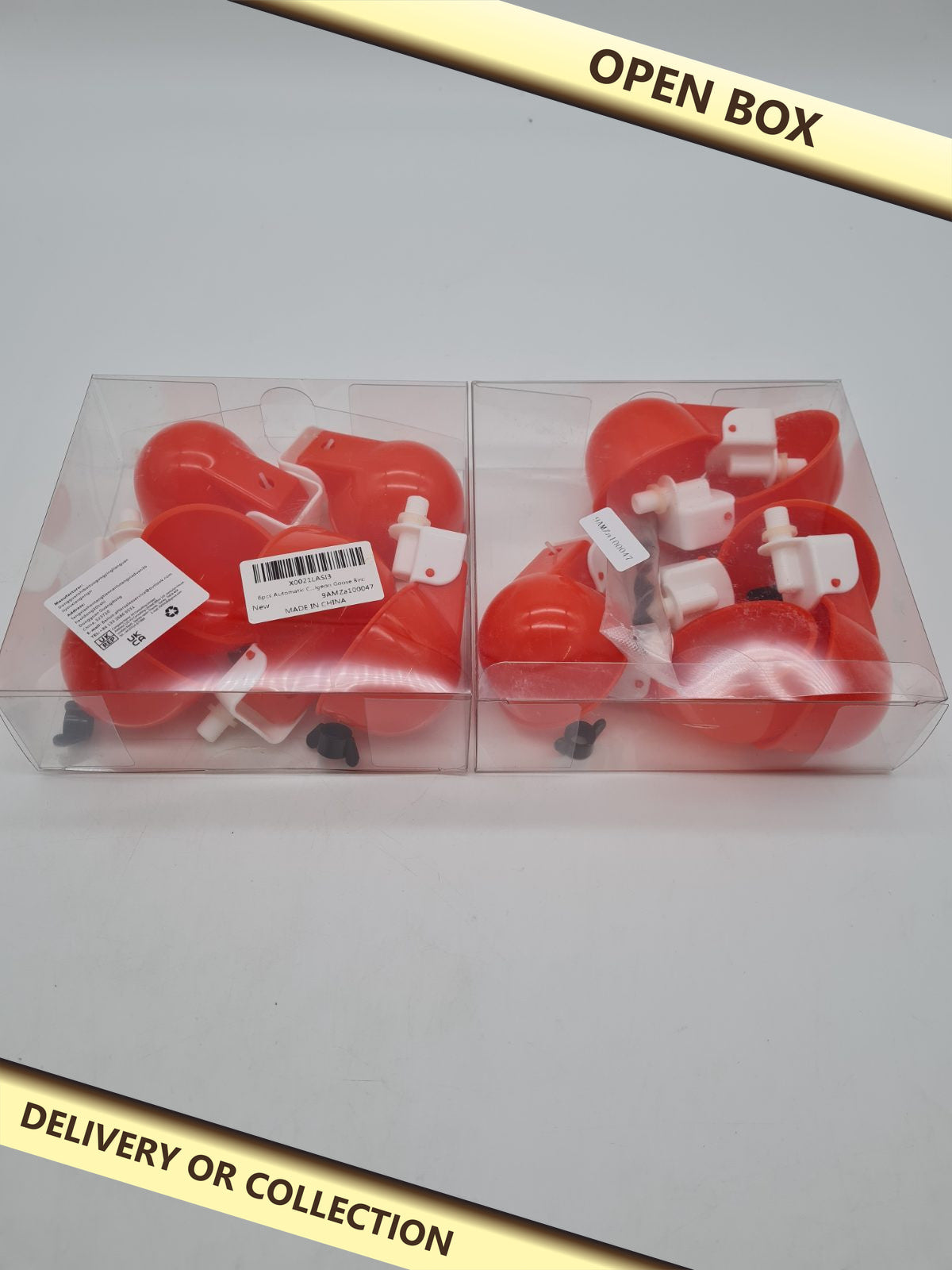 Automatic Poultry Drinking Cups 6pcs 2 packs — photograph 1 — Open box; auction delivery information shown on image