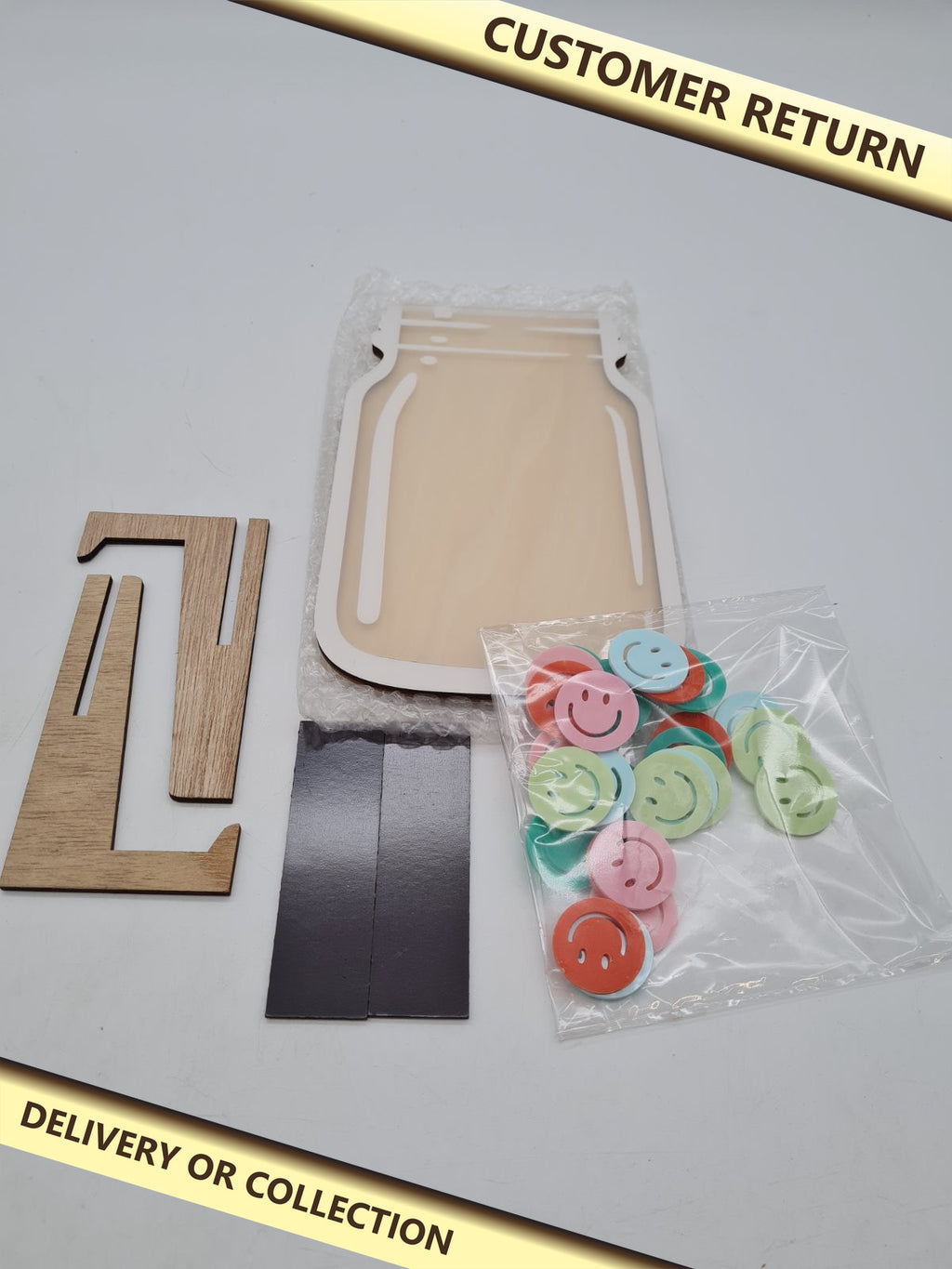 Wooden Reward Jar Behaviour Chart with Smiley Tokens — photograph 1 — Customer return; auction delivery information shown on image