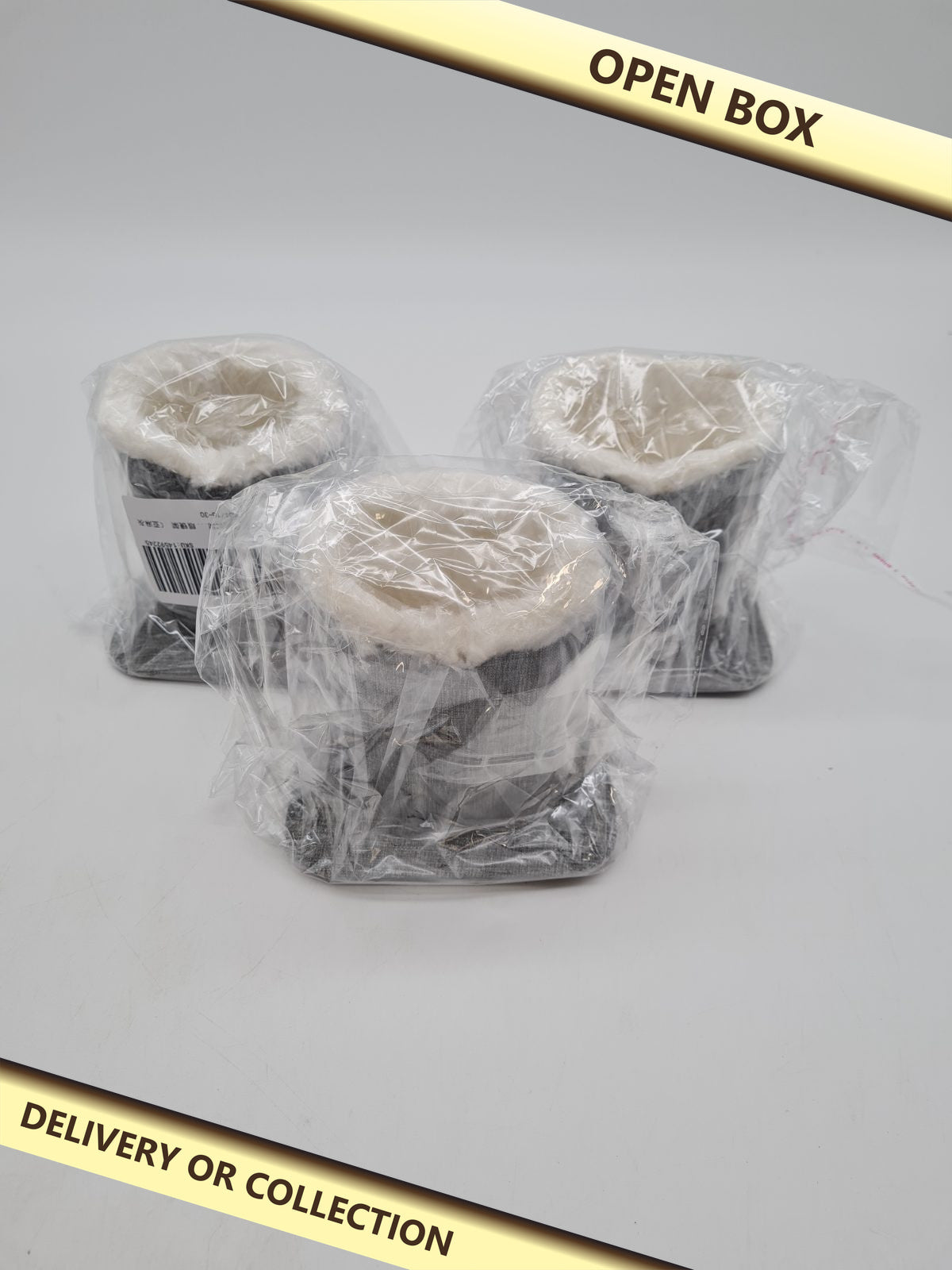 Fabric Eyeglasses Holder Stand â€” photograph 1 — Open box; auction delivery information shown on image