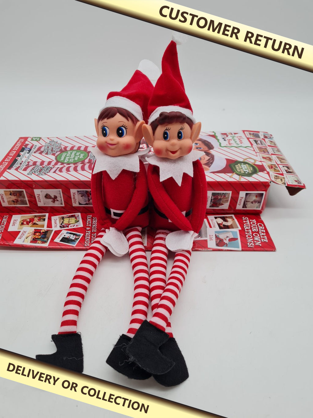 Naughty Elves Christmas Elf Dolls Set of 2 â€” photograph 1 — Customer return; auction delivery information shown on image