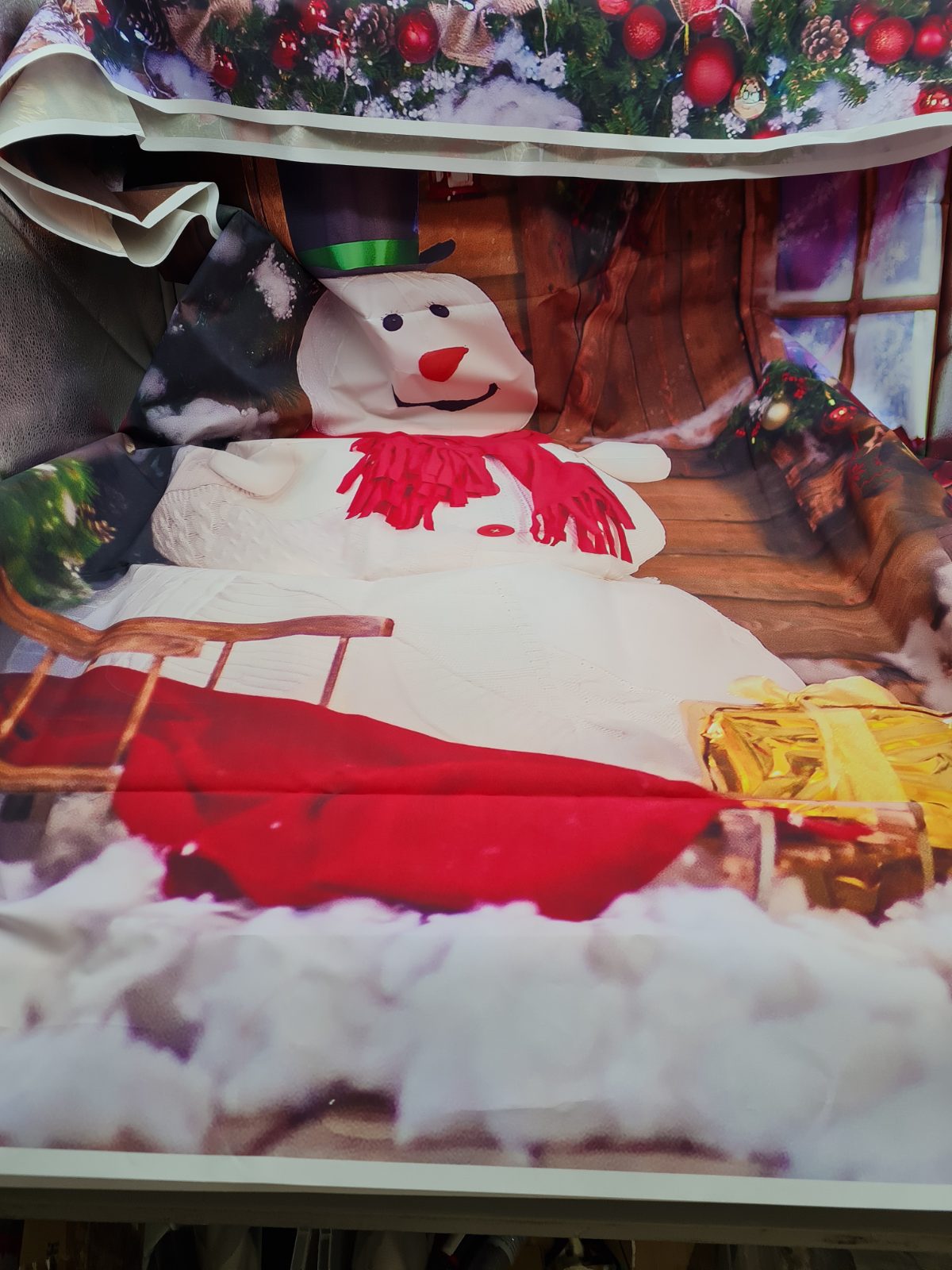 Christmas Snowman Photography Backdrop 7 x 5 ft â€” photograph 1
