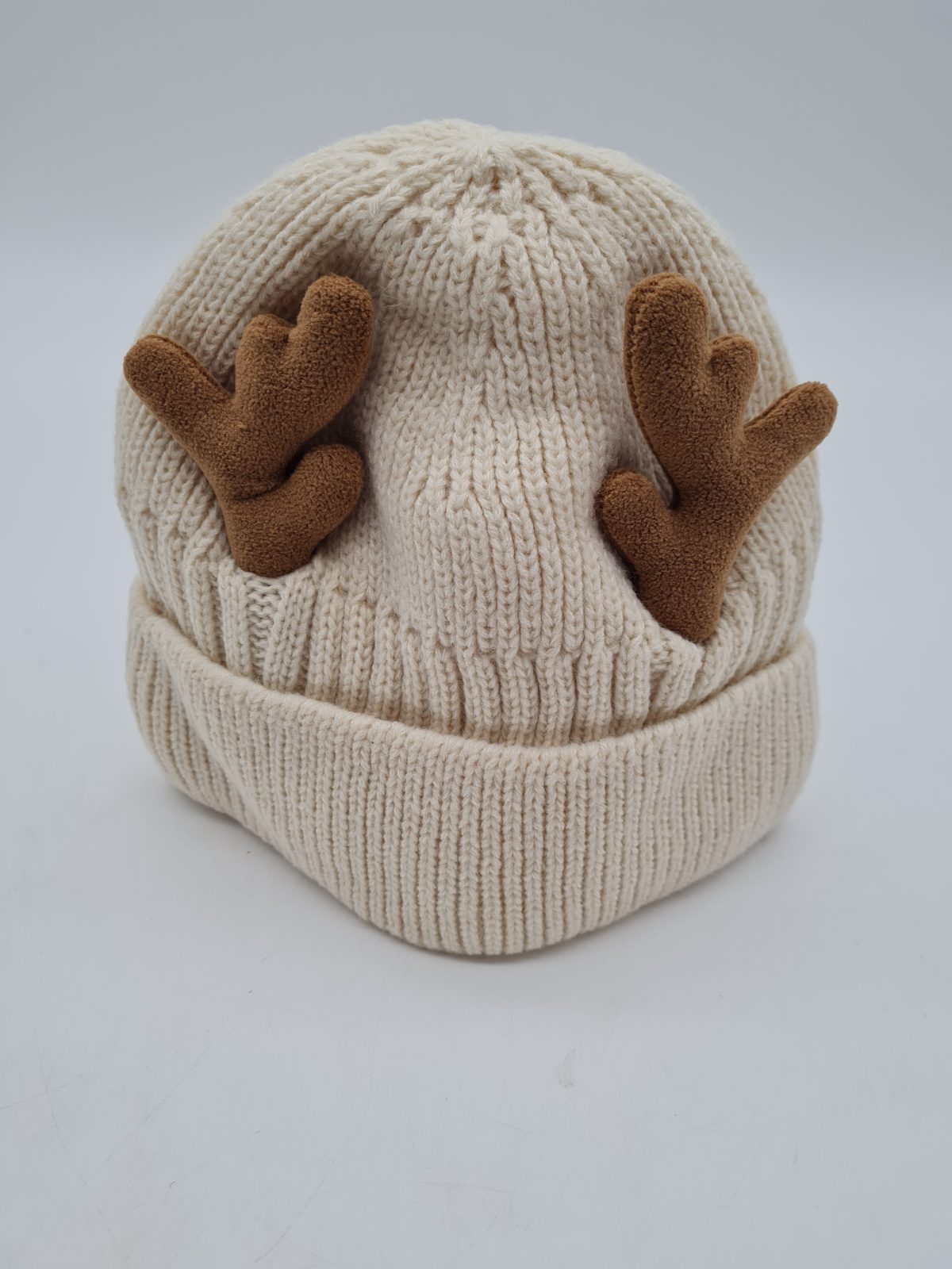 Knitted Reindeer Antler Beanie Hat â€” photograph 1