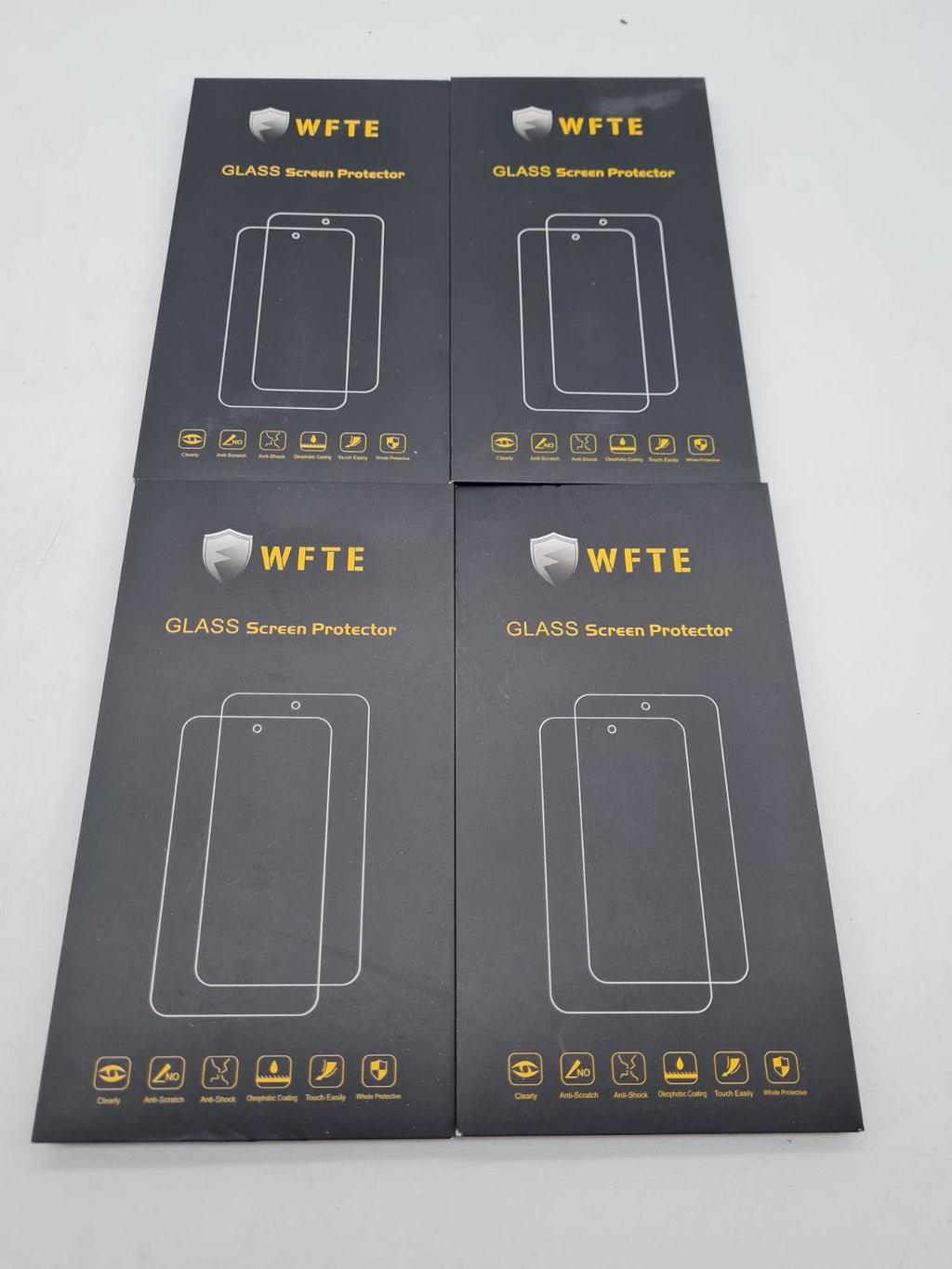Bundle of 4 WFTE Glass Smartphone Screen Protectors â€” photograph 2