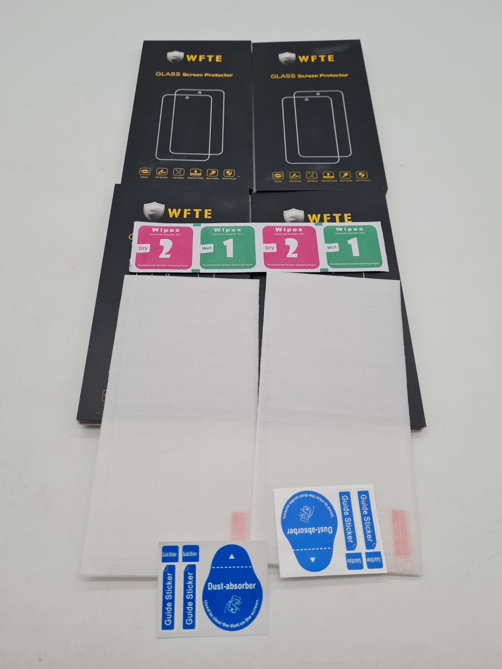 Bundle of 4 WFTE Glass Smartphone Screen Protectors â€” photograph 1