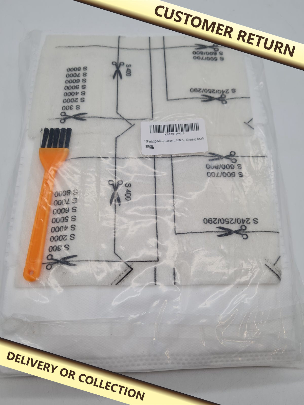 Cut-to-Fit Replacement Vacuum Cleaner Dust Bags â€” photograph 1 — Customer return; auction delivery information shown on image