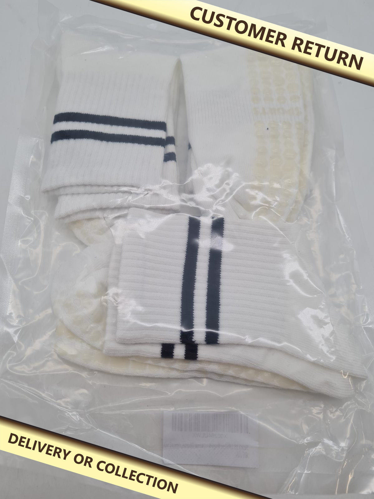TUONYIS 3-Pair Non-Slip Yoga Socks â€” photograph 1 — Customer return; auction delivery information shown on image