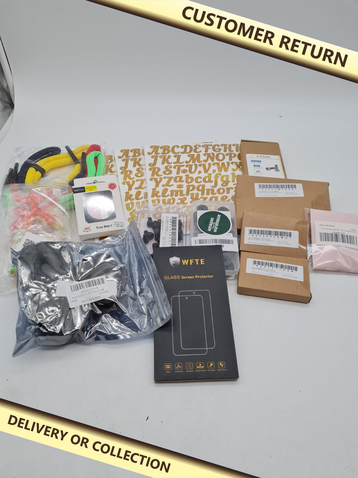 Mixed item bundle â€” photograph 1 — Customer return; auction delivery information shown on image