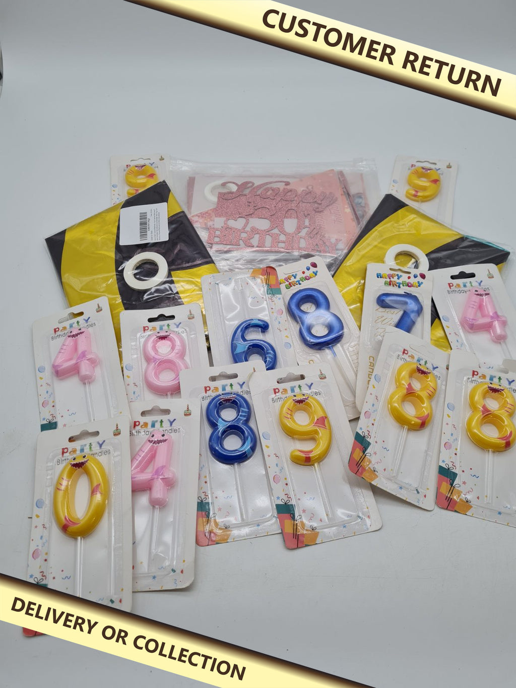 Party bits bundle â€” photograph 1 — Customer return; auction delivery information shown on image