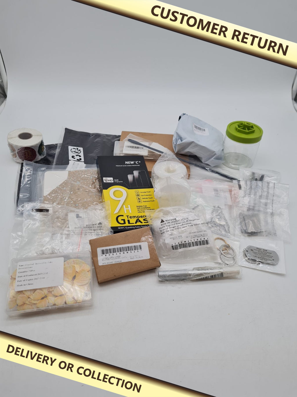 Bundle mix of random items â€” photograph 1 — Customer return; auction delivery information shown on image