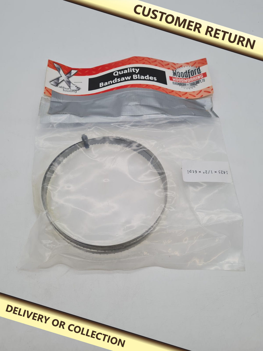 Bandsaw Blade 1425 x 1/2in x 6 TPI â€” photograph 1 — Customer return; auction delivery information shown on image