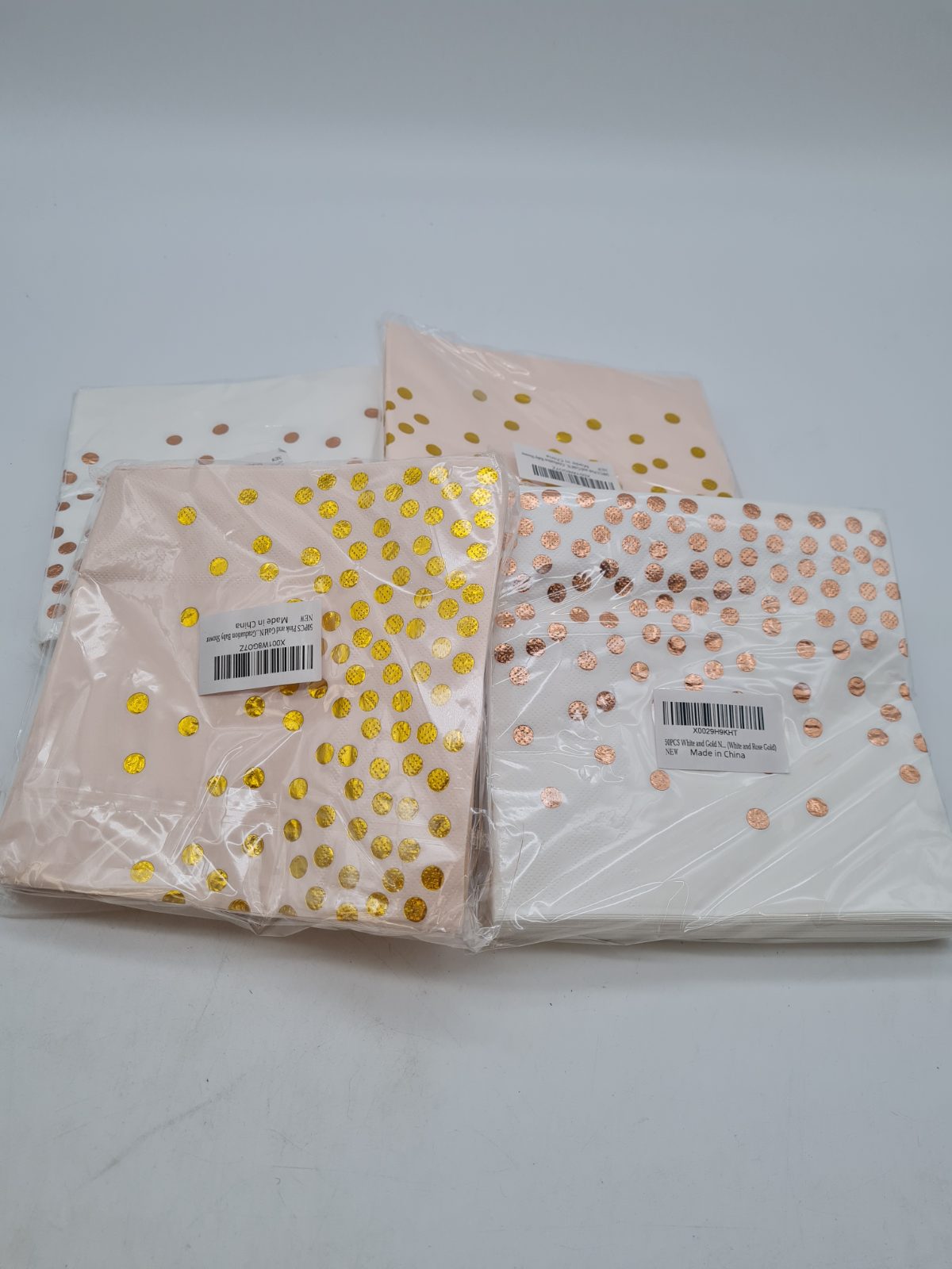 Four Packs of Metallic Polka Dot Paper Napkins â€” photograph 3