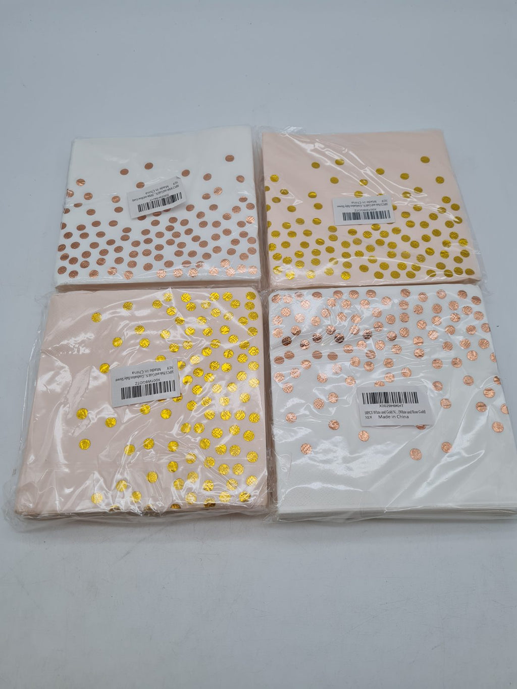 Four Packs of Metallic Polka Dot Paper Napkins â€” photograph 1