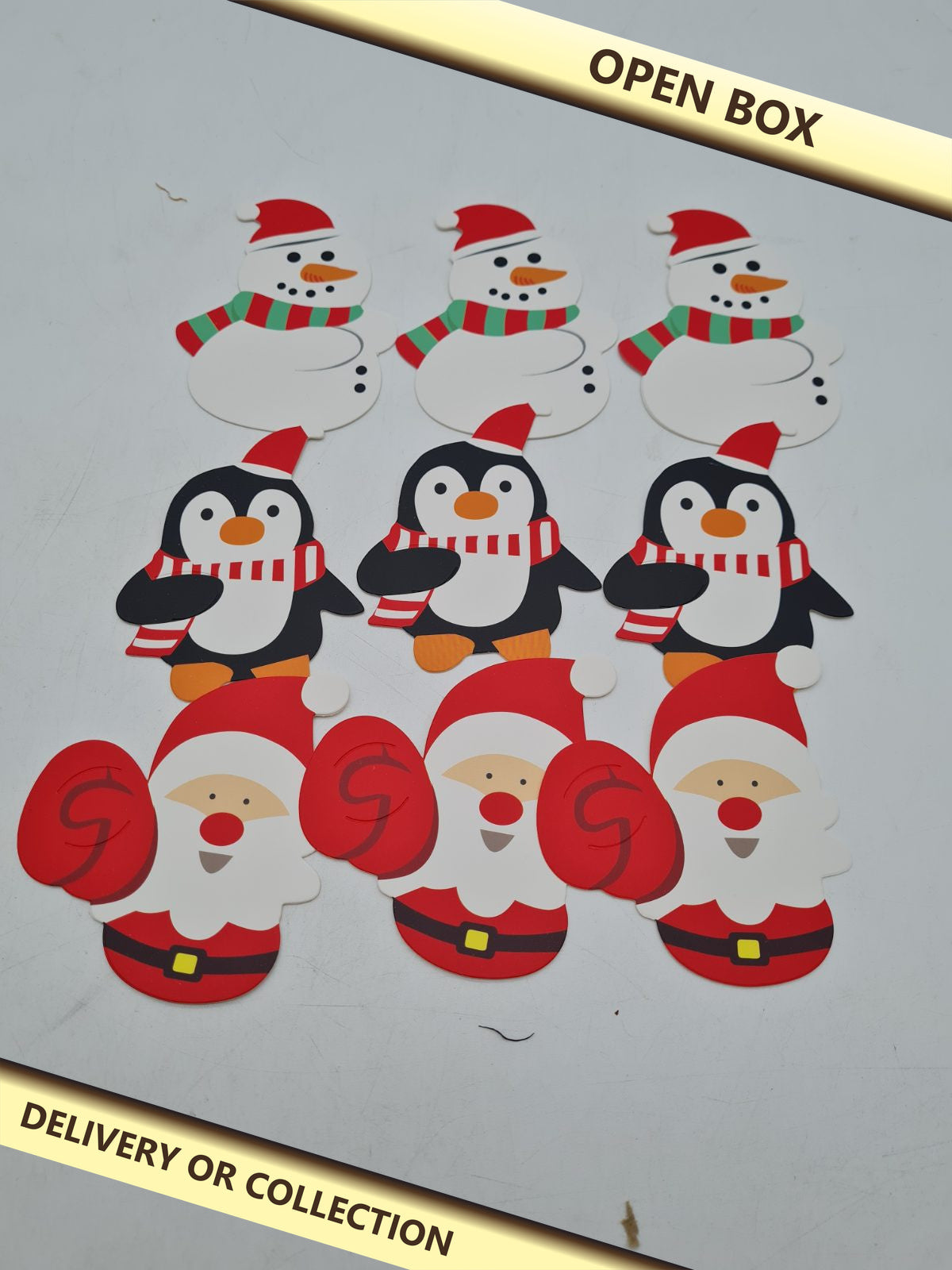 Christmas Character Craft Decorations 2 packs — photograph 1 — Open box; auction delivery information shown on image