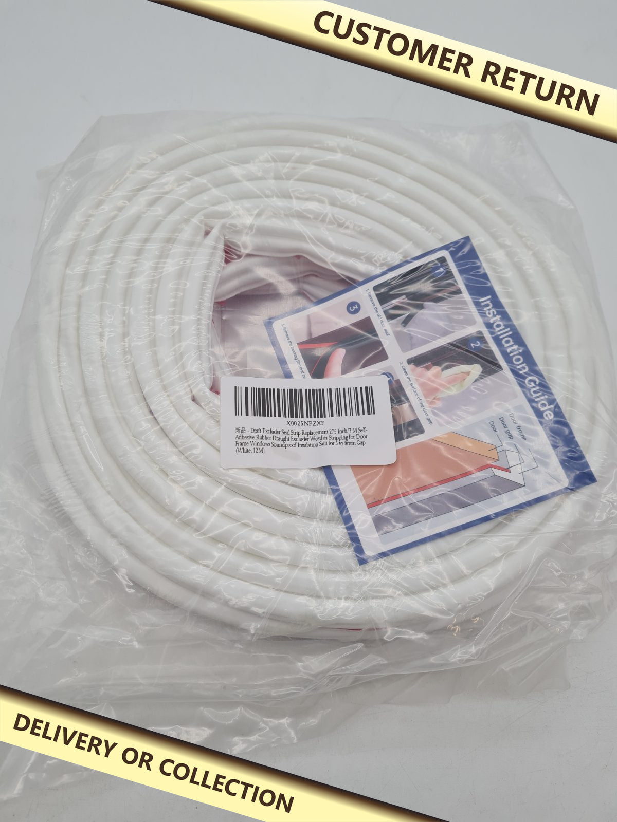 Self-Adhesive Rubber Draught Excluder Seal Strip â€” photograph 1 — Customer return; auction delivery information shown on image