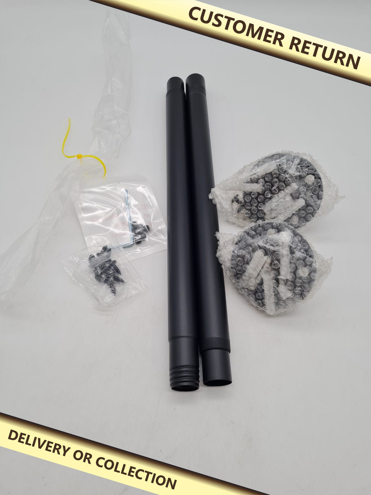 Two piece shower rail â€” photograph 1 — Customer return; auction delivery information shown on image