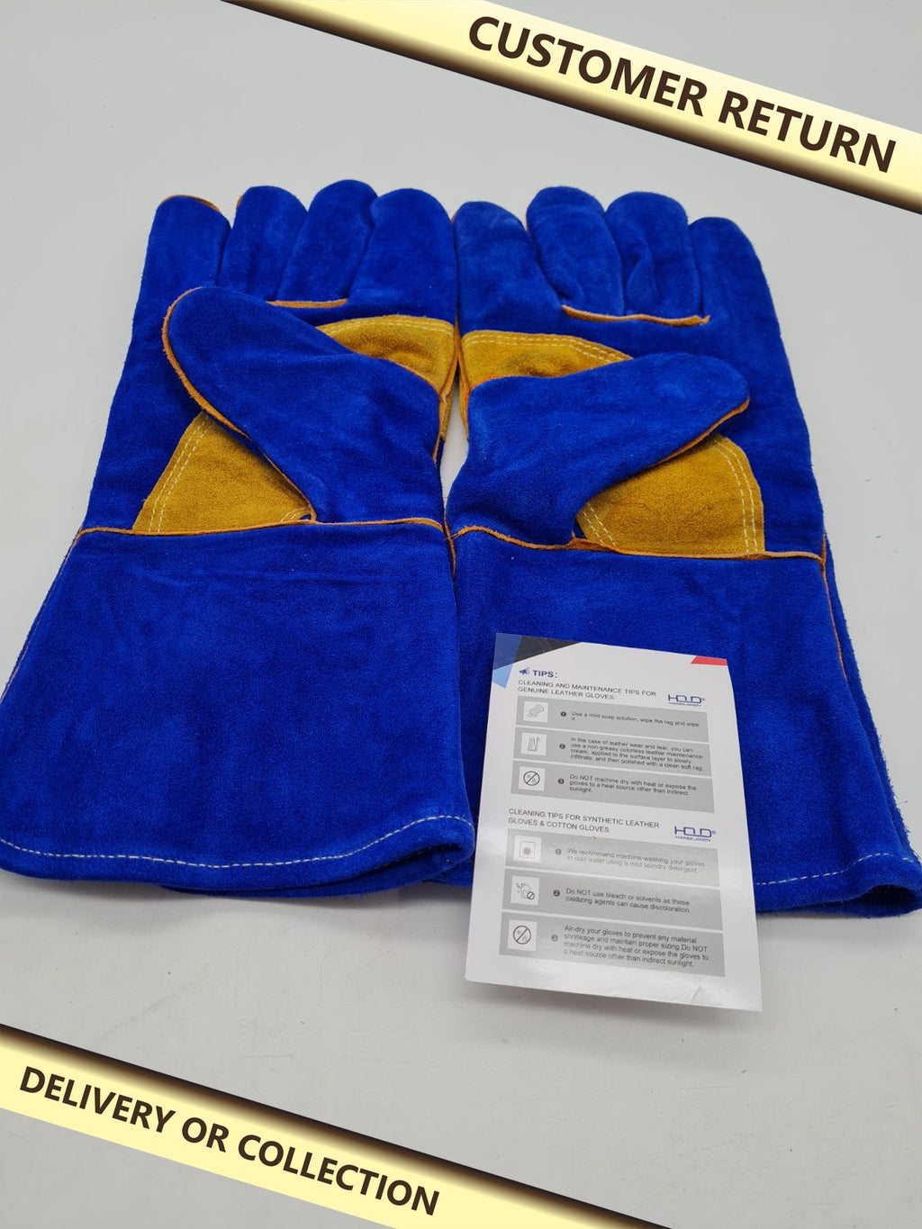 Leather Heat-Resistant Gloves 1305-14 — photograph 1 — Customer return; auction delivery information shown on image