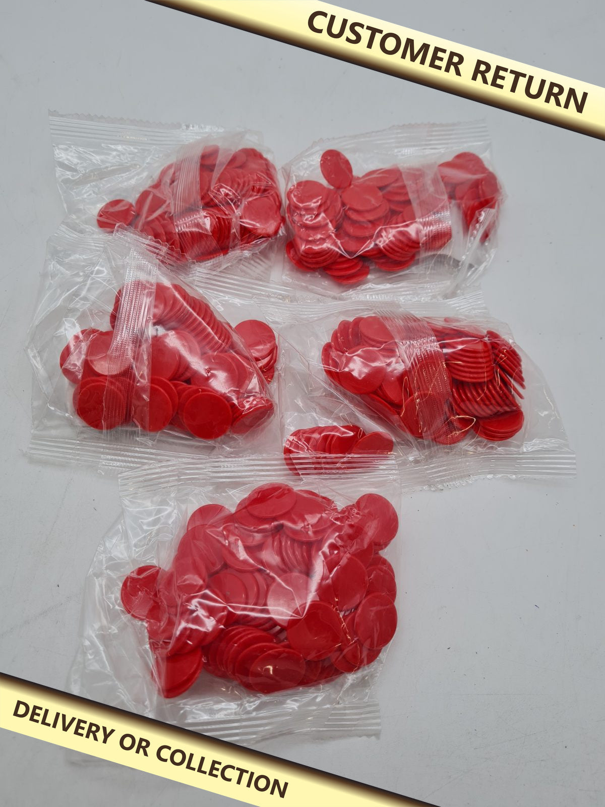 Plastic Bingo Counters â€” photograph 1 — Customer return; auction delivery information shown on image