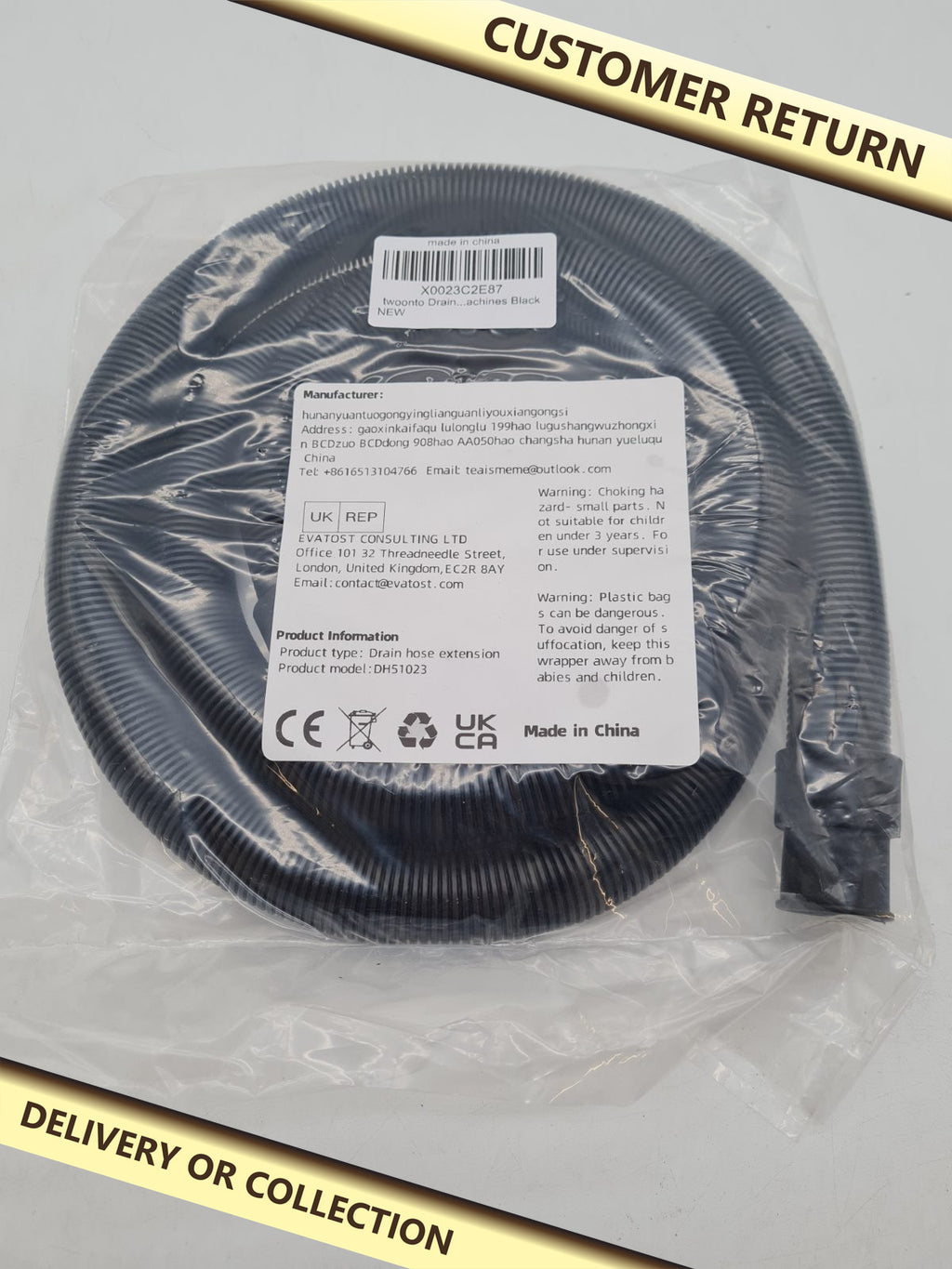 Drain Hose Extension DH51023 â€” photograph 1 — Customer return; auction delivery information shown on image