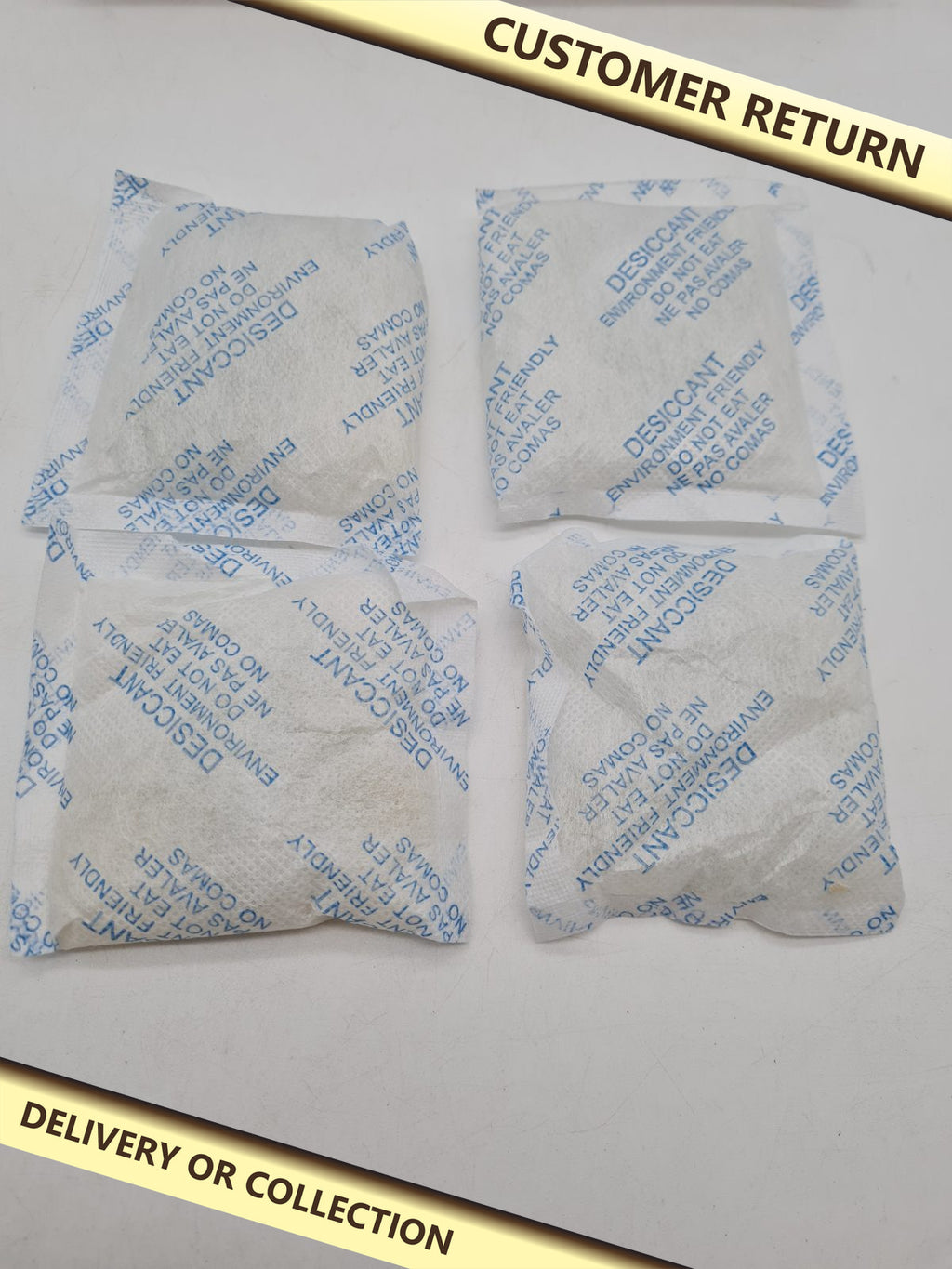50g Silica Gel Desiccant Sachets, Pack of 10 â€” photograph 1 — Customer return; auction delivery information shown on image